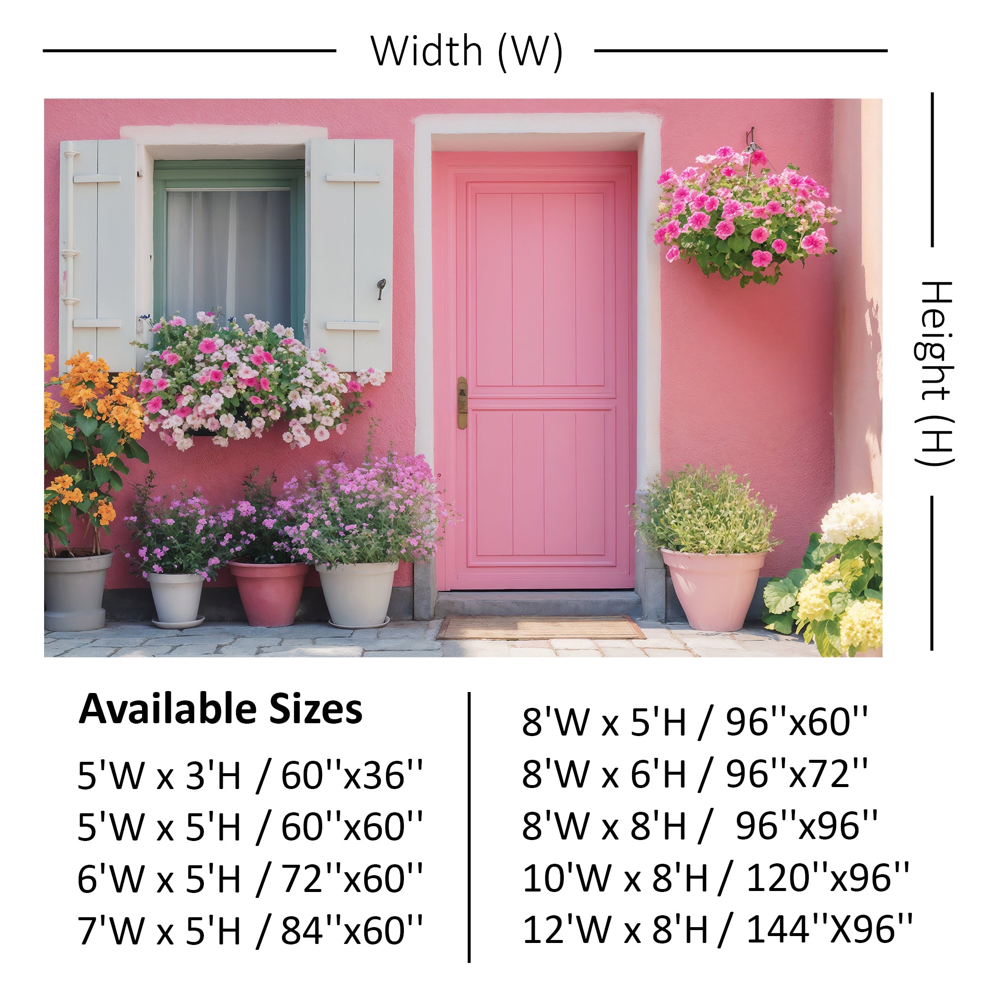 Cheerful Pink Floral Facade Backdrop
