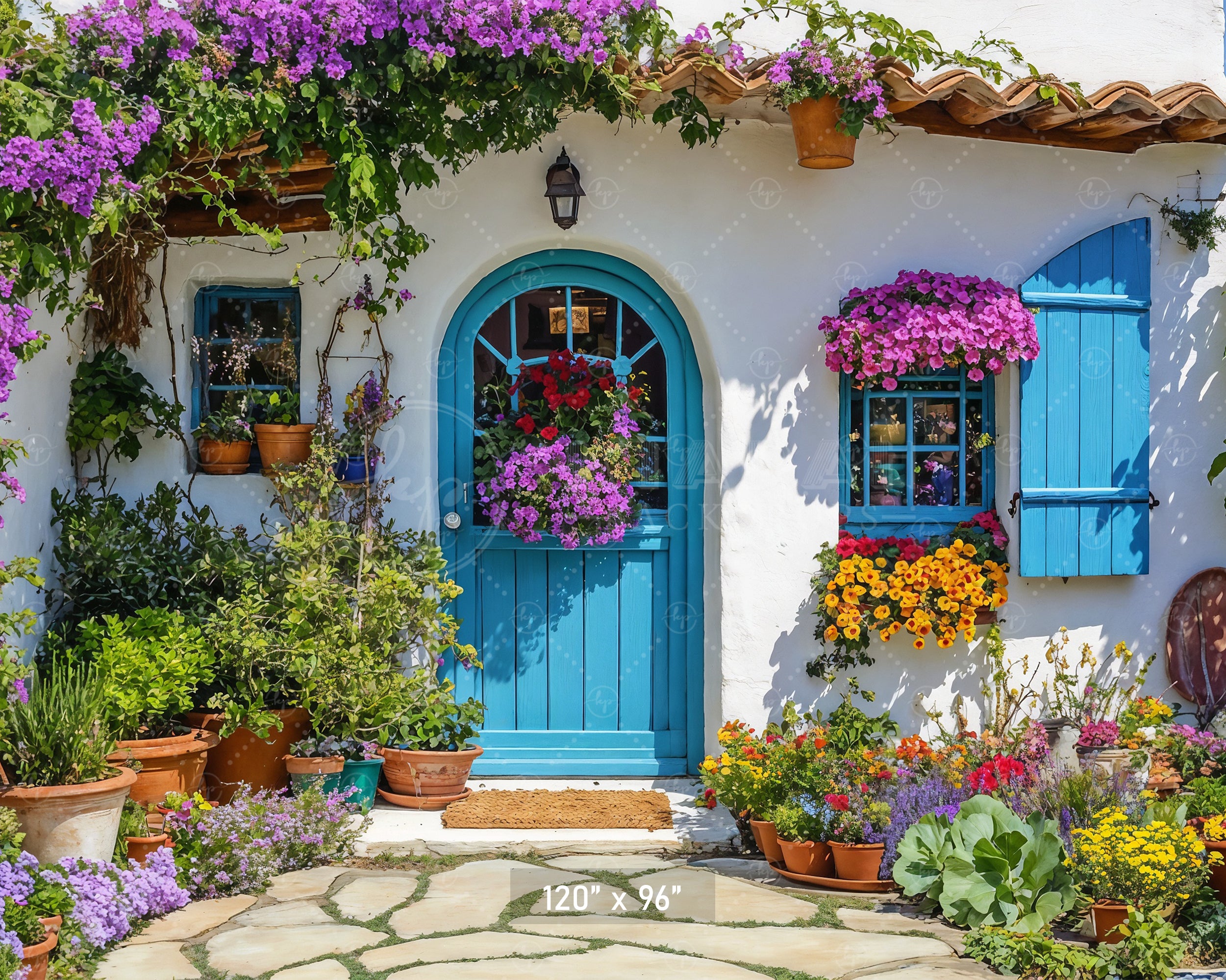 Greek Villa Blue Door Backdrop