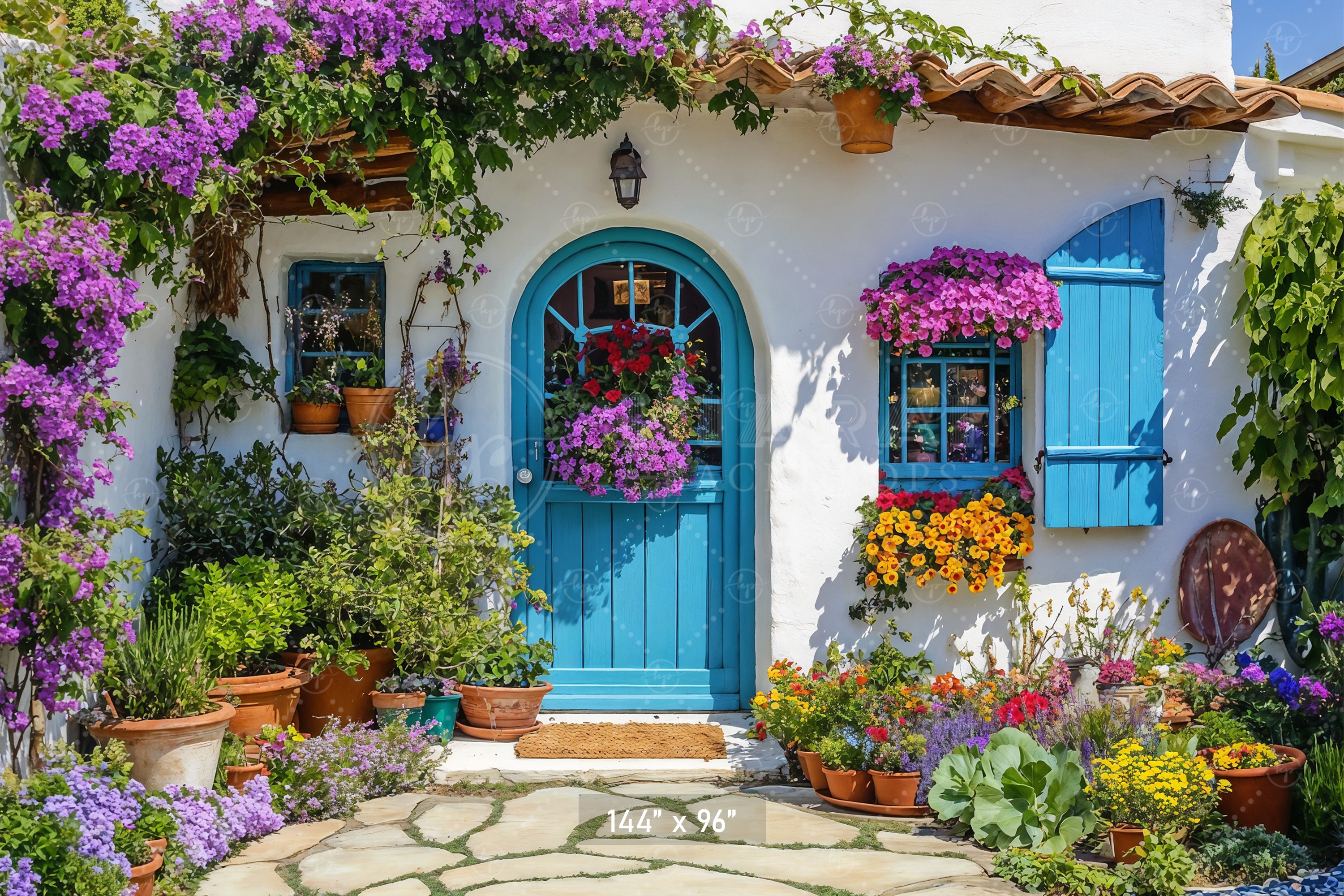 Greek Villa Blue Door Backdrop