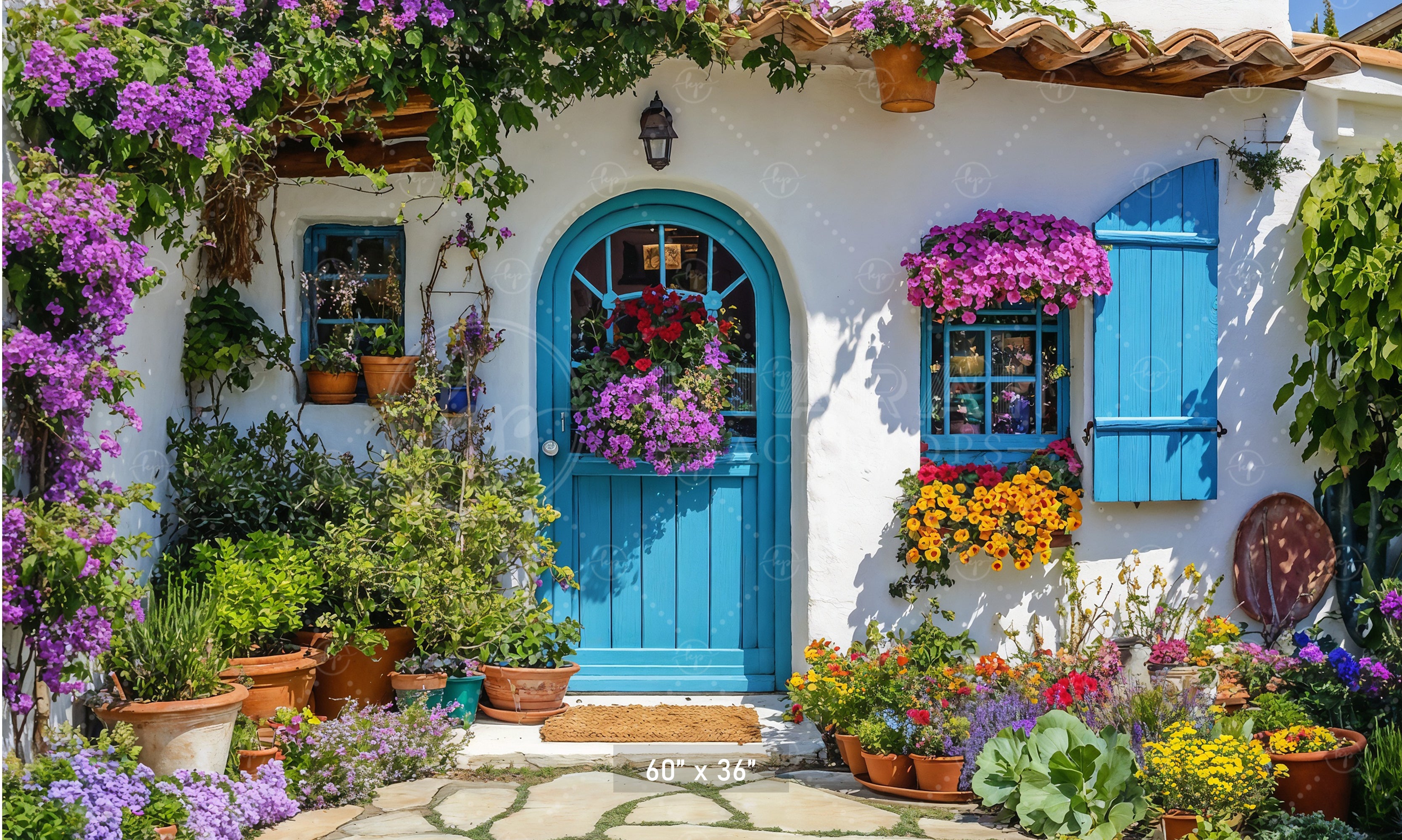 Greek Villa Blue Door Backdrop