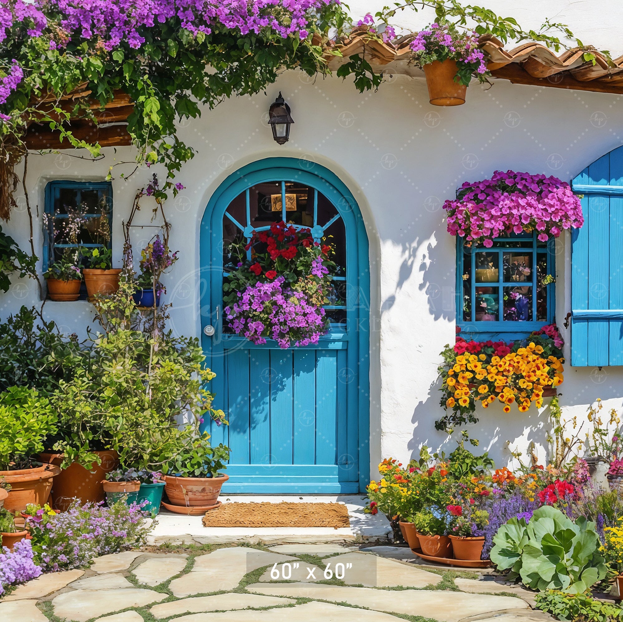 Greek Villa Blue Door Backdrop