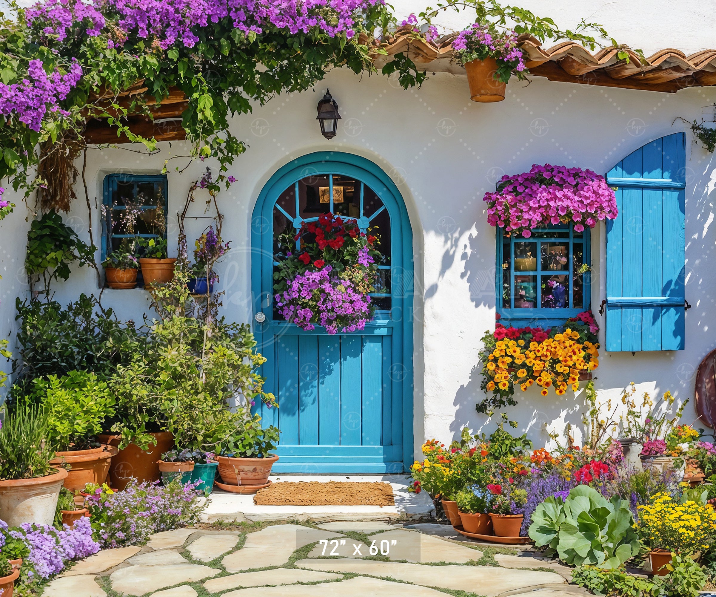 Greek Villa Blue Door Backdrop