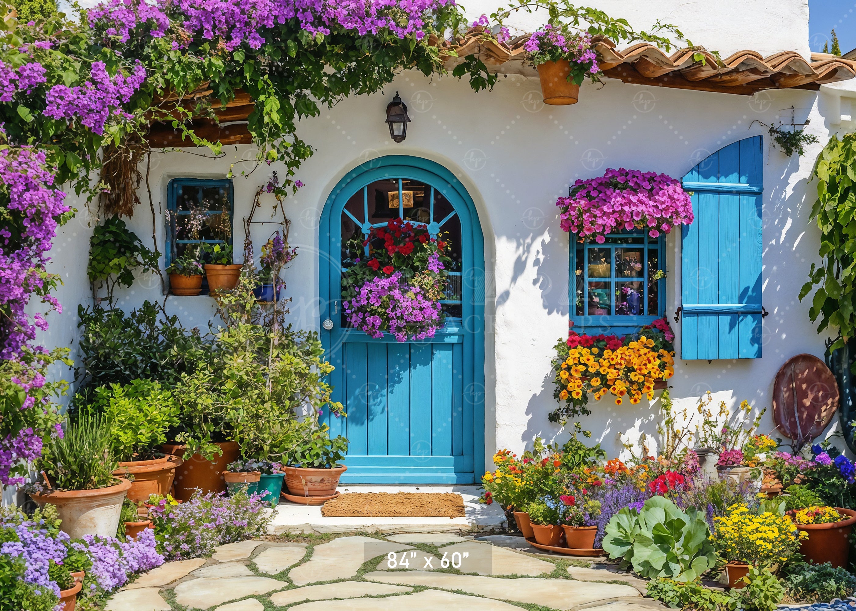 Greek Villa Blue Door Backdrop