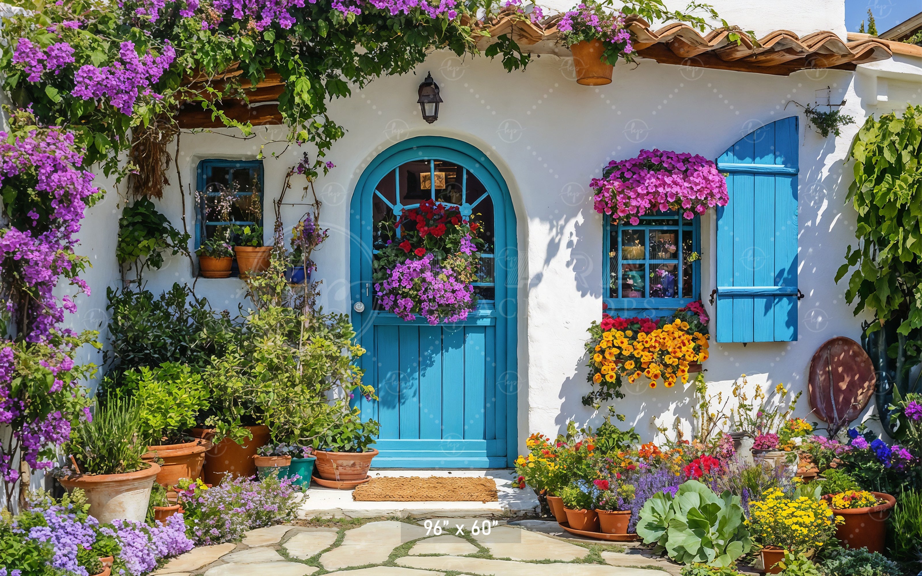 Greek Villa Blue Door Backdrop