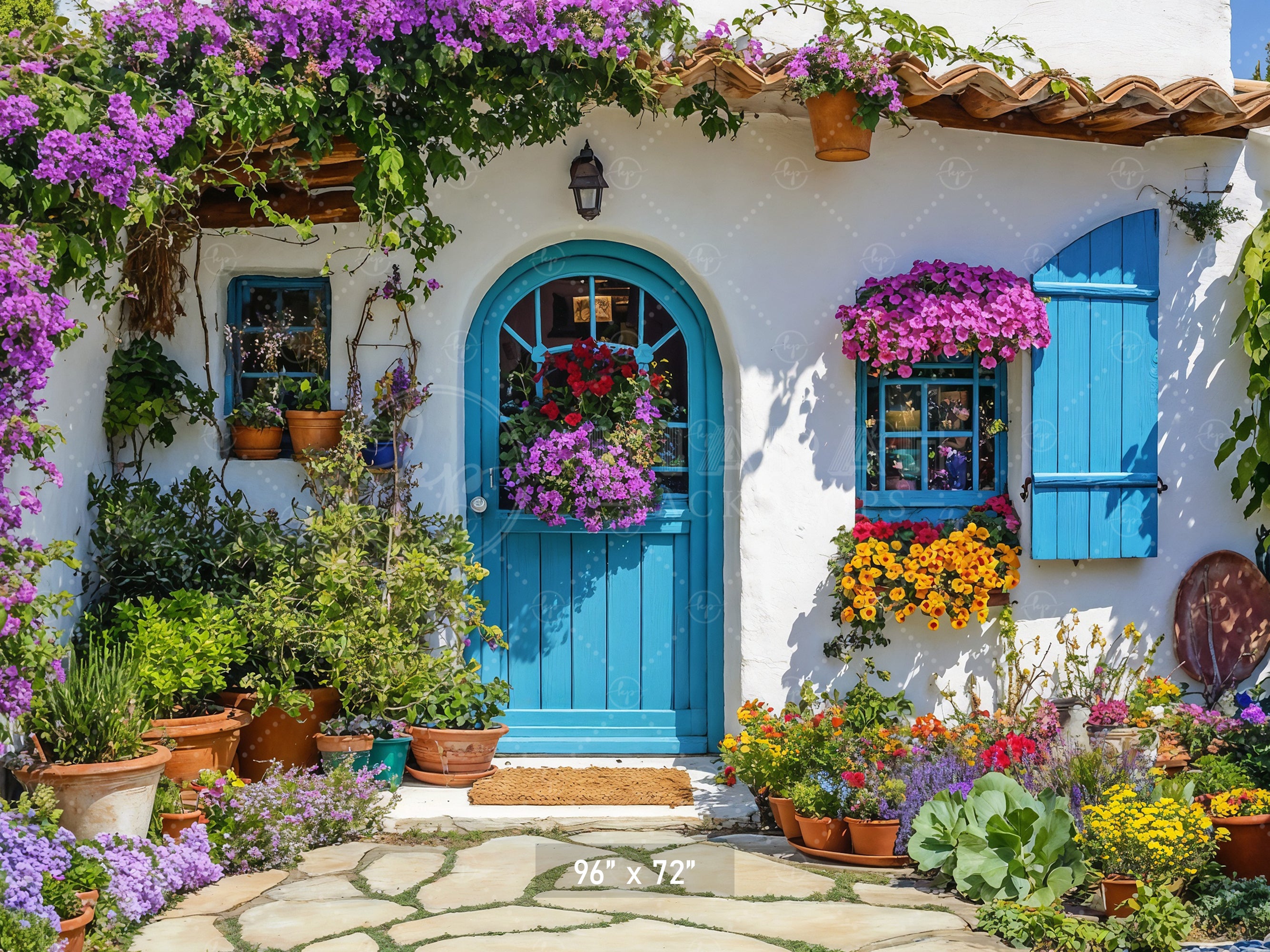 Greek Villa Blue Door Backdrop