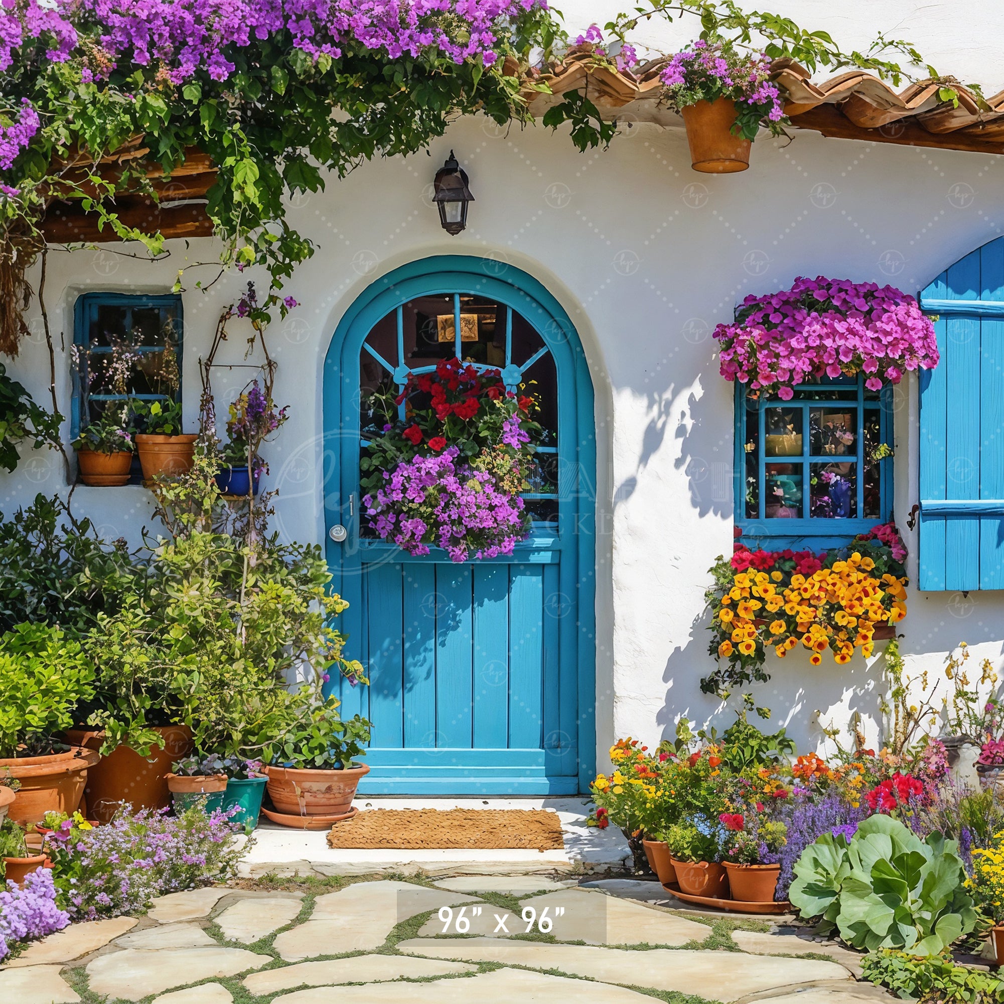 Greek Villa Blue Door Backdrop