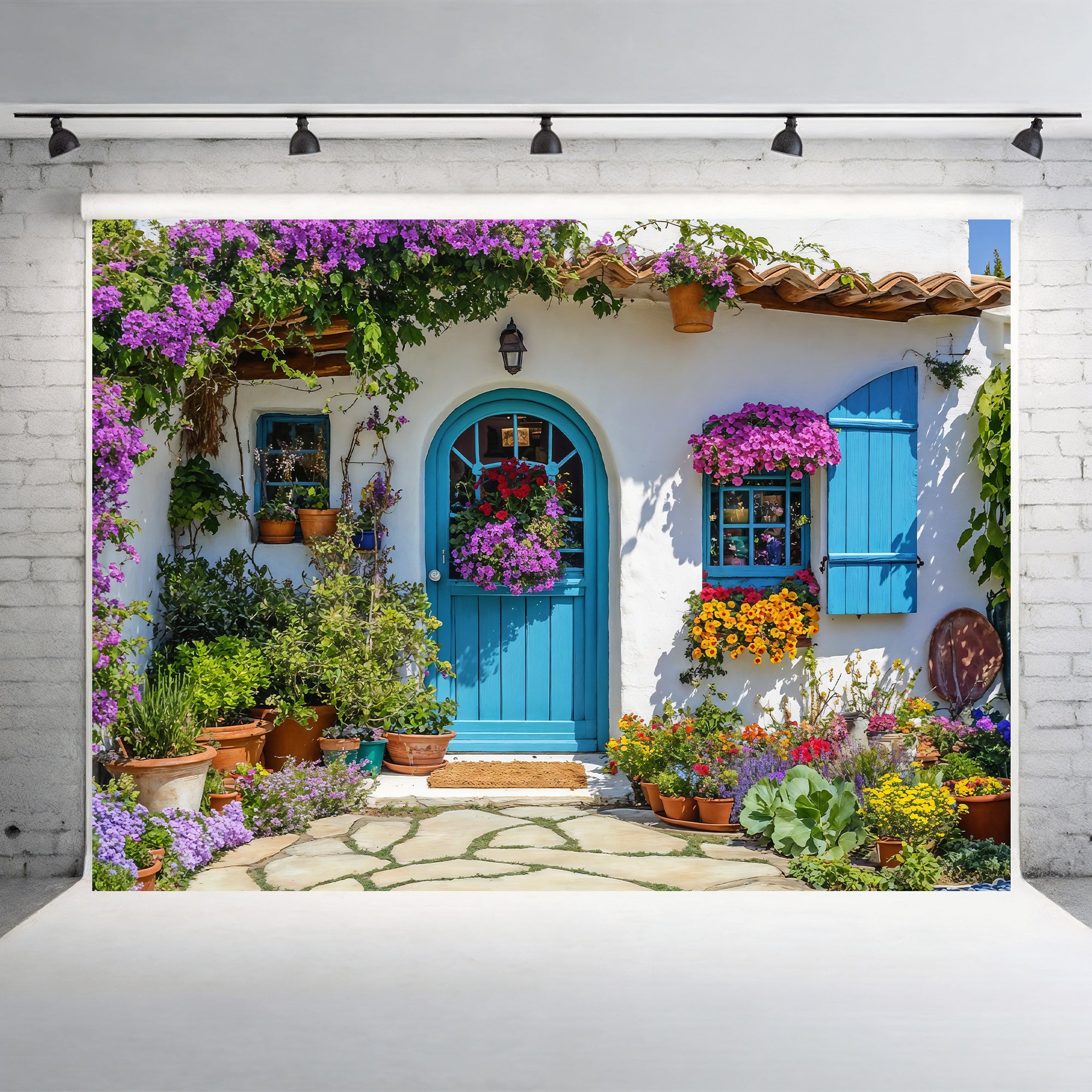 Greek Villa Blue Door Backdrop