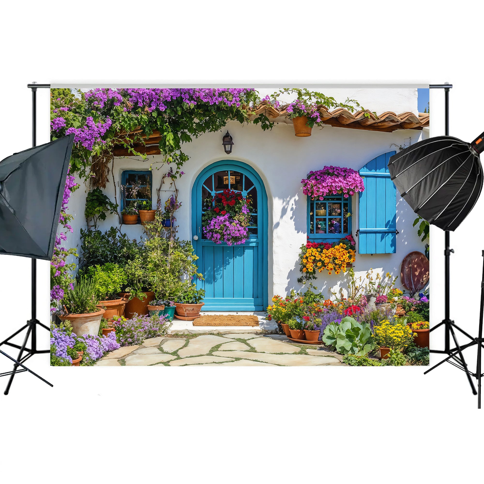 Greek Villa Blue Door Backdrop