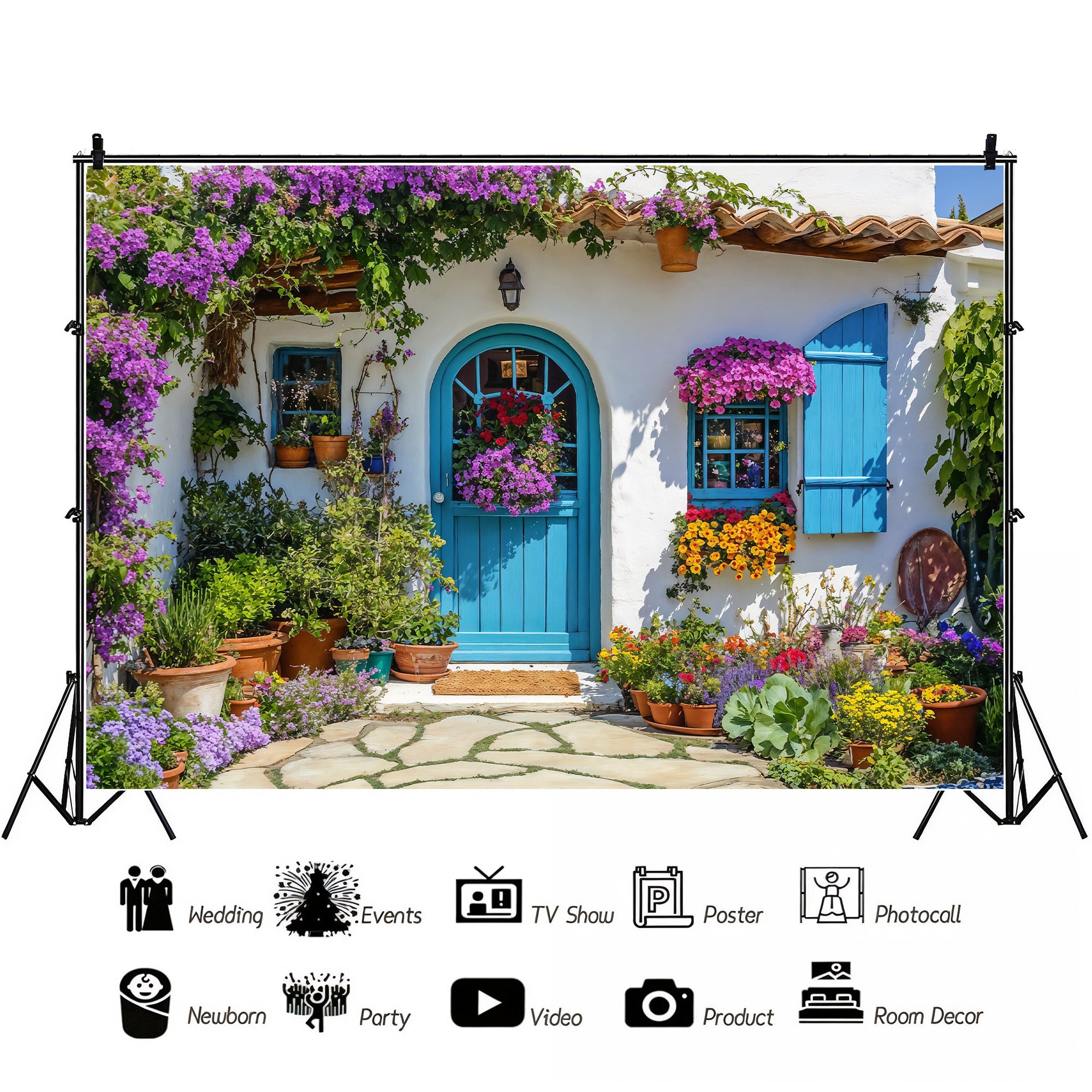 Greek Villa Blue Door Backdrop