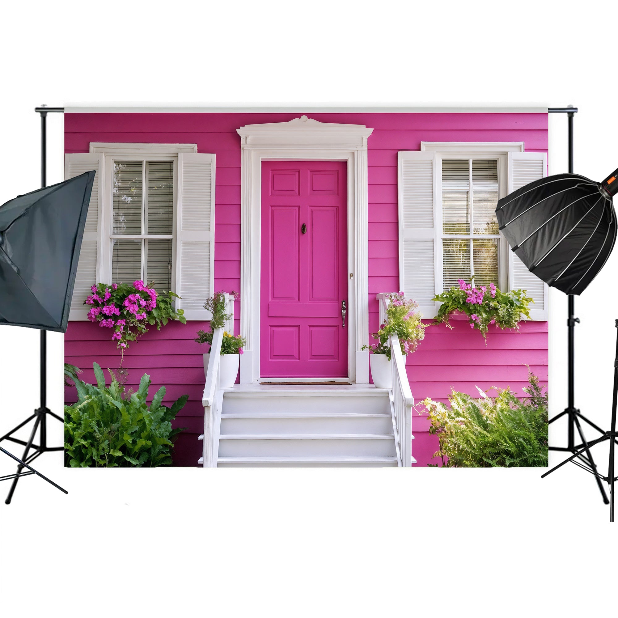 Pretty Pink House Entrance Backdrop