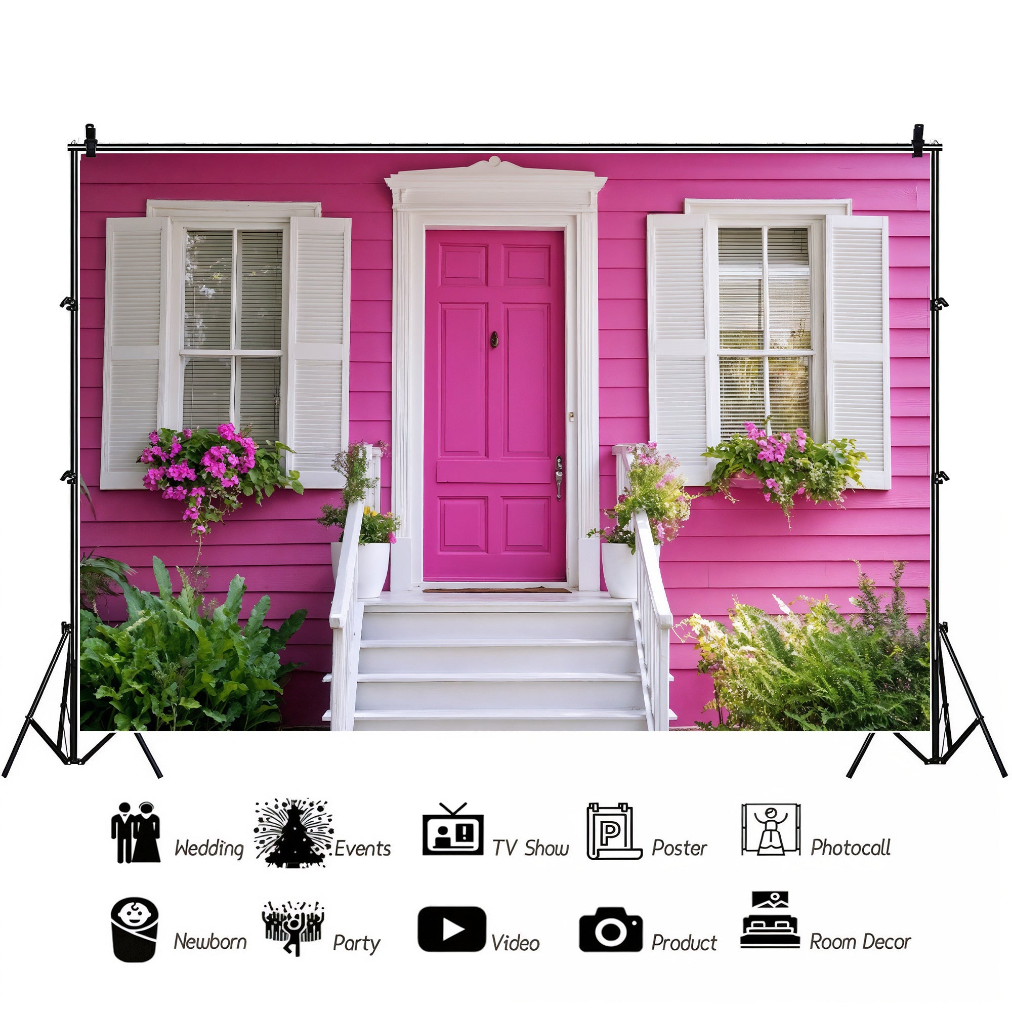 Pretty Pink House Entrance Backdrop