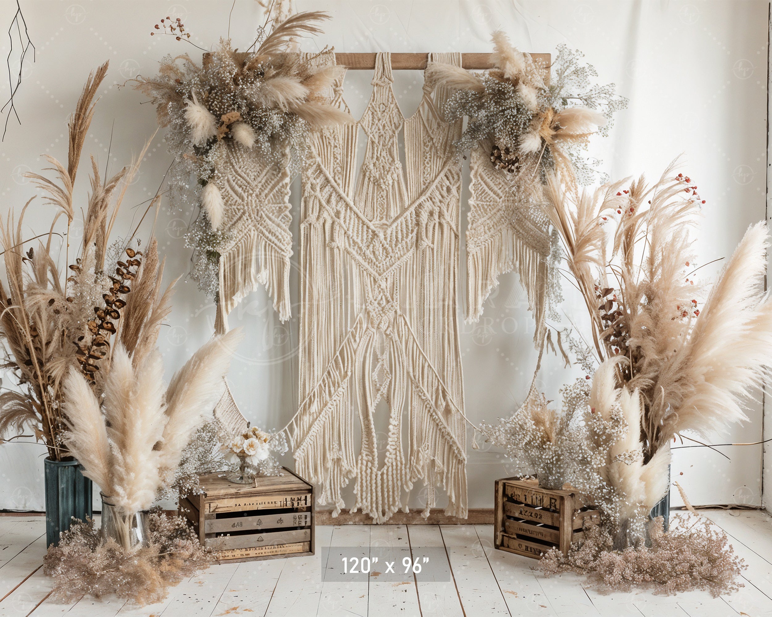 Macrame & Pampas Grass Wedding Arch Backdrop