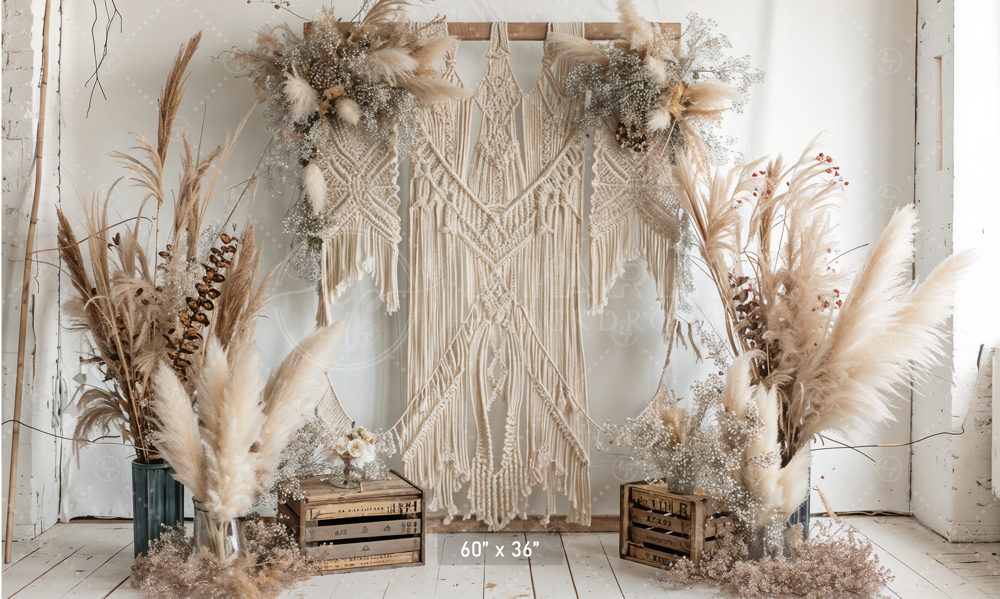 Macrame & Pampas Grass Wedding Arch Backdrop