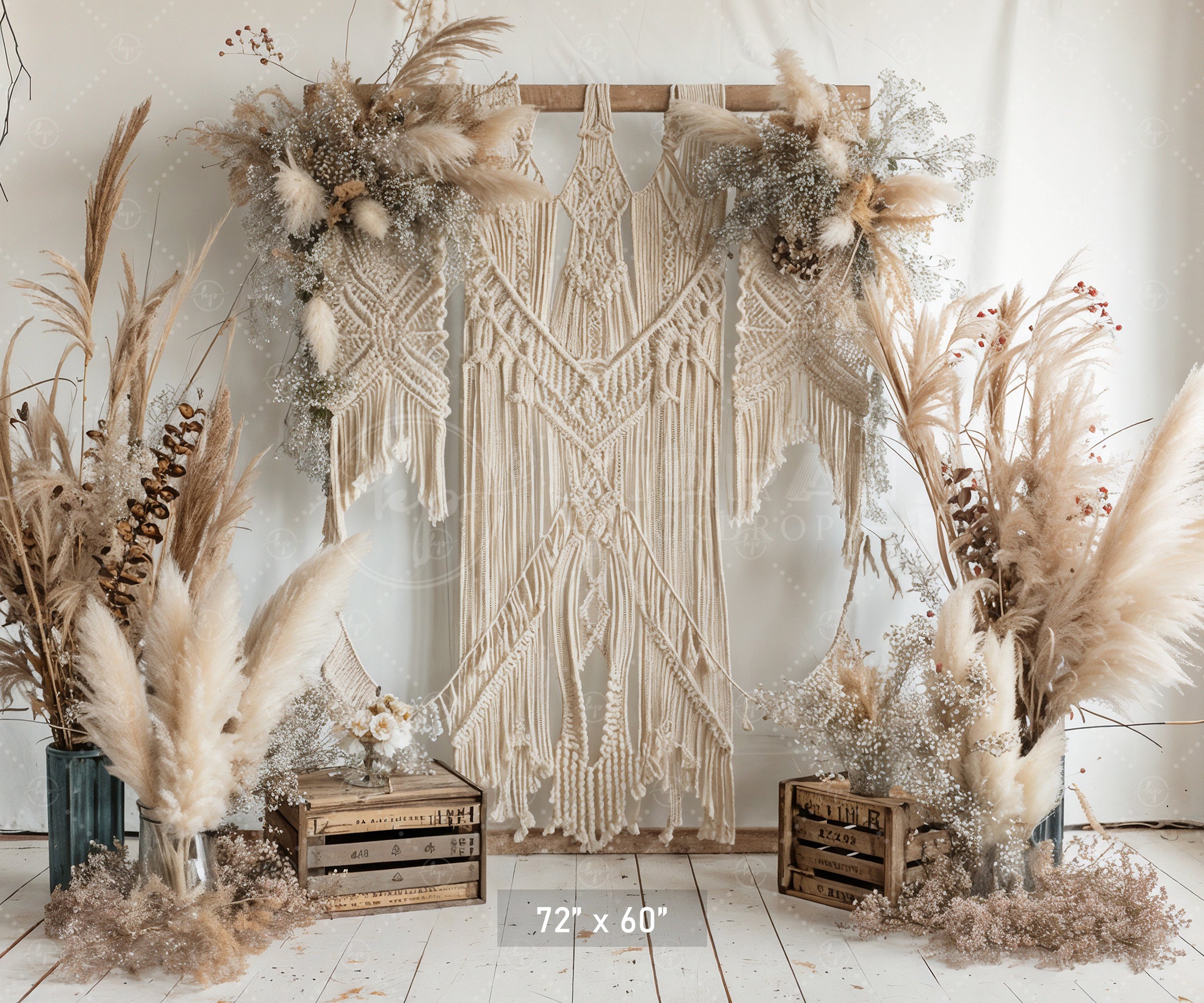 Macrame & Pampas Grass Wedding Arch Backdrop