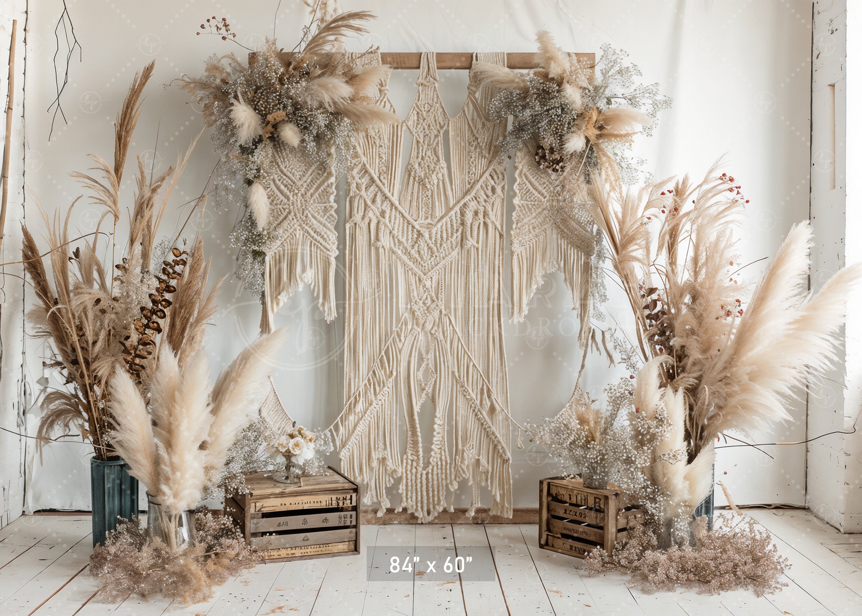 Macrame & Pampas Grass Wedding Arch Backdrop
