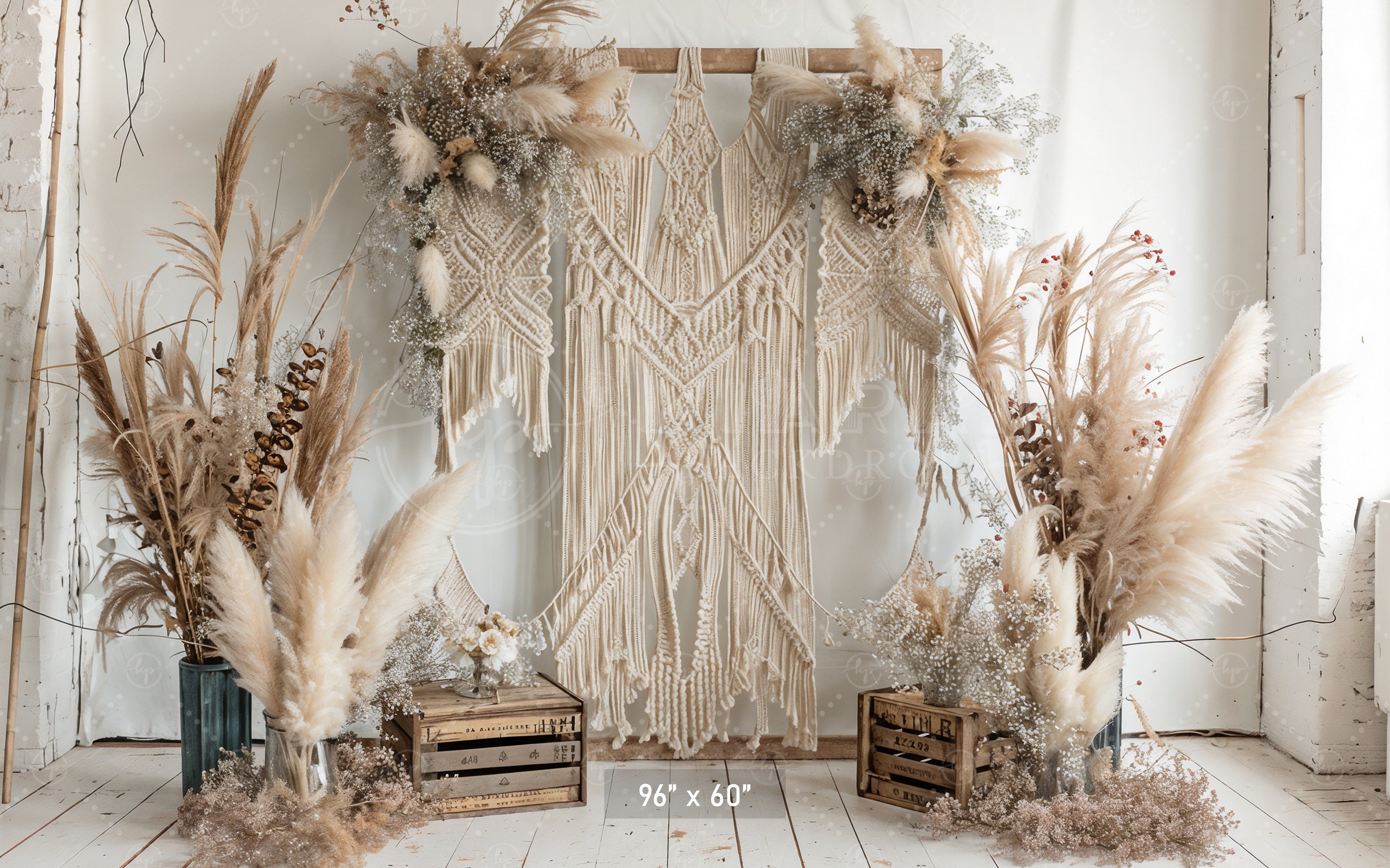 Macrame & Pampas Grass Wedding Arch Backdrop