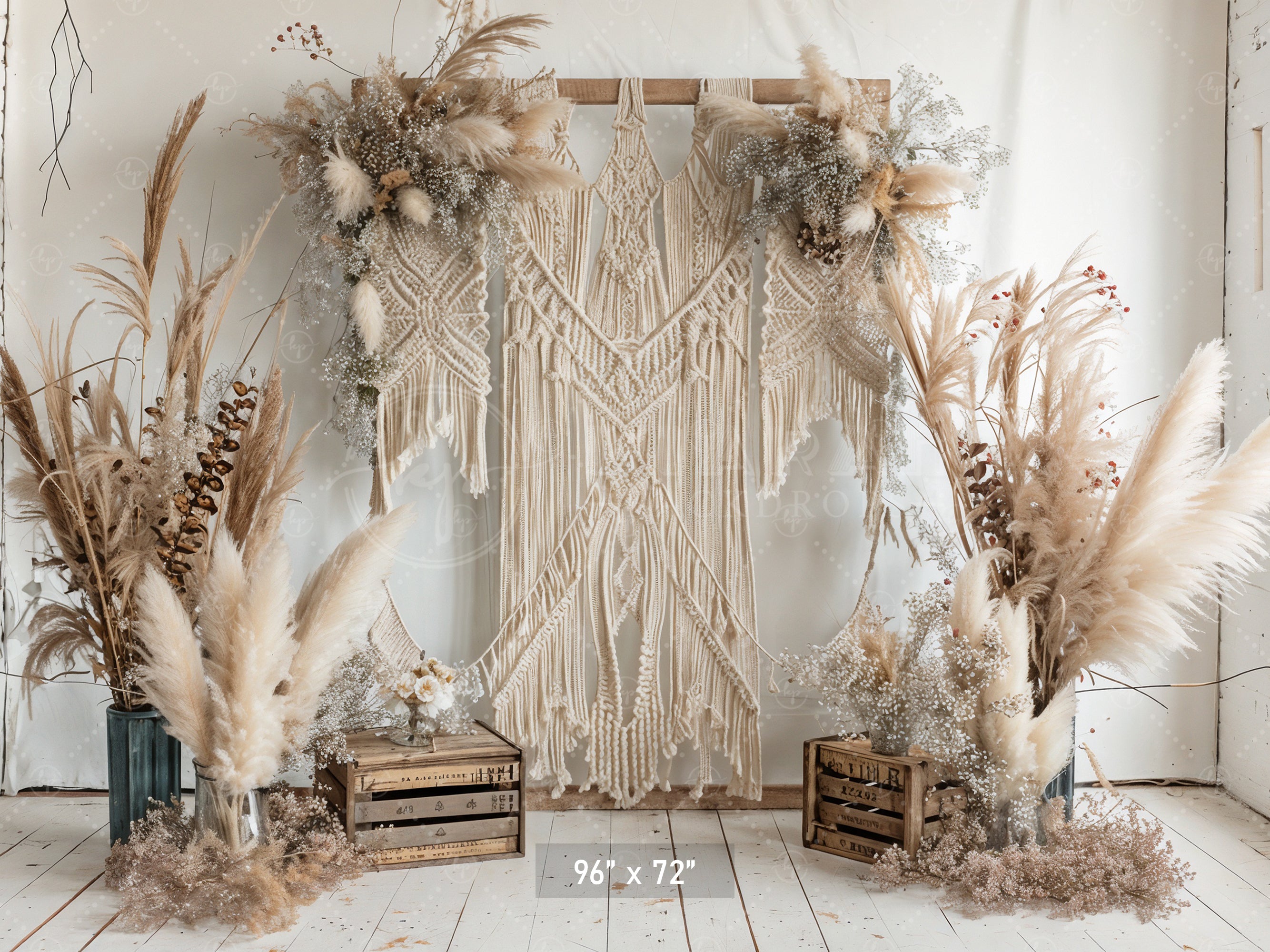 Macrame & Pampas Grass Wedding Arch Backdrop
