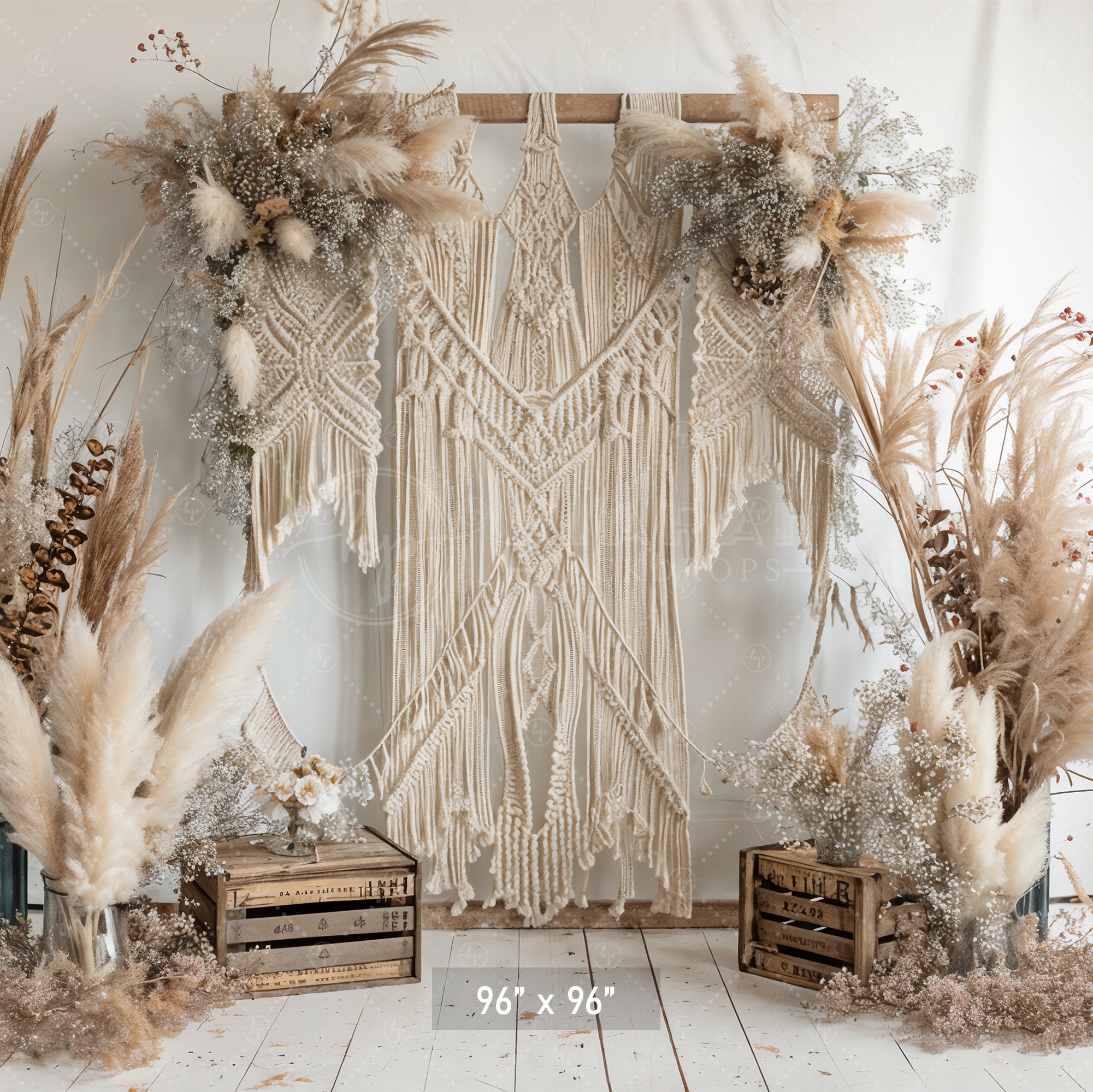 Macrame & Pampas Grass Wedding Arch Backdrop