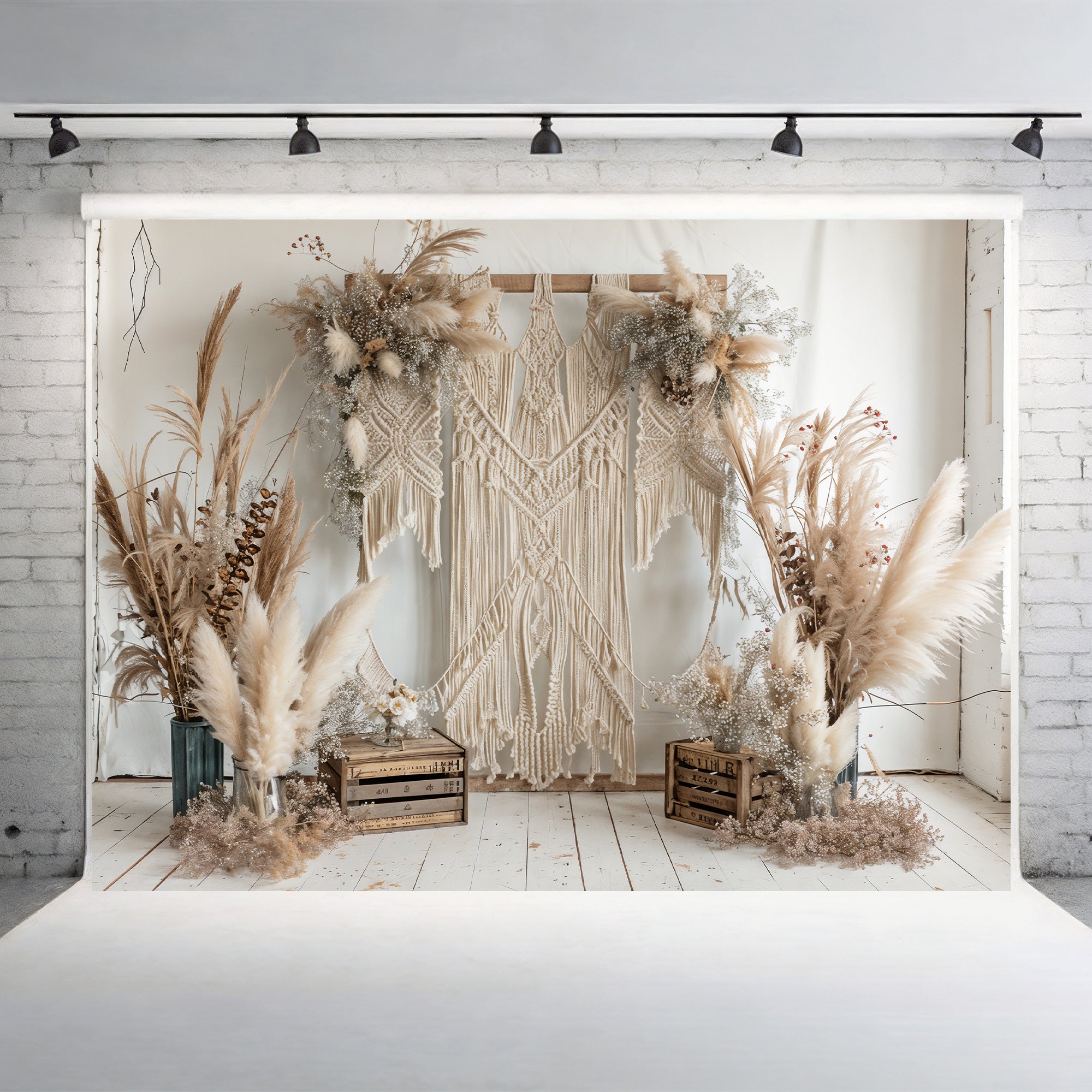 Macrame & Pampas Grass Wedding Arch Backdrop