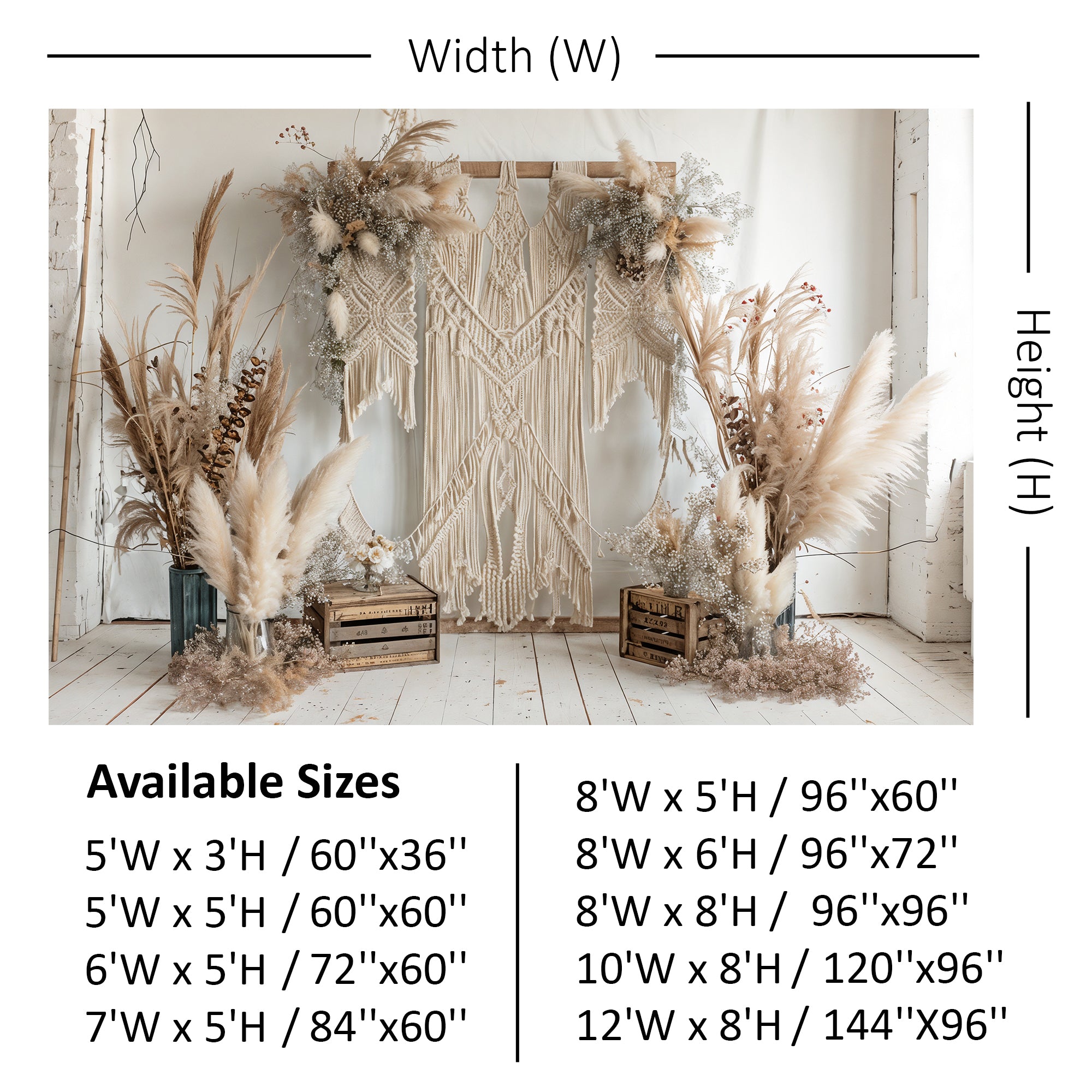 Macrame & Pampas Grass Wedding Arch Backdrop