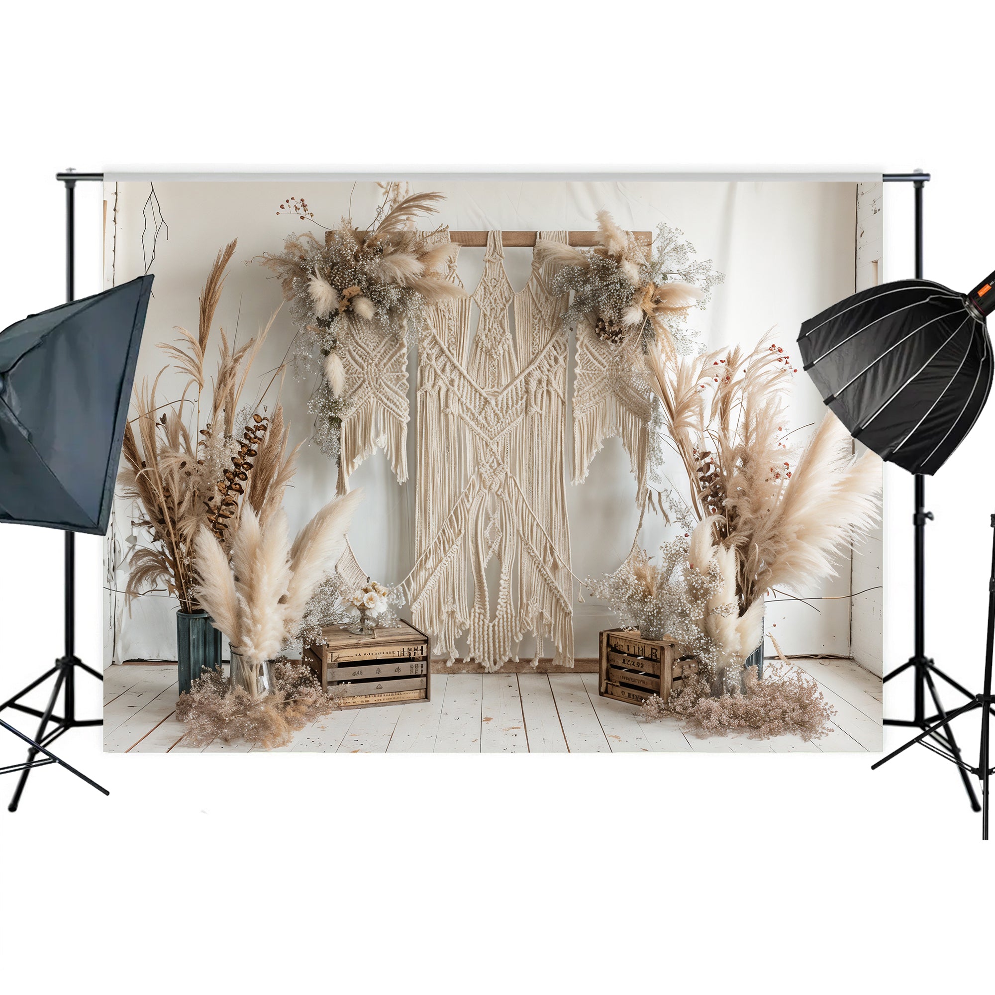 Macrame & Pampas Grass Wedding Arch Backdrop