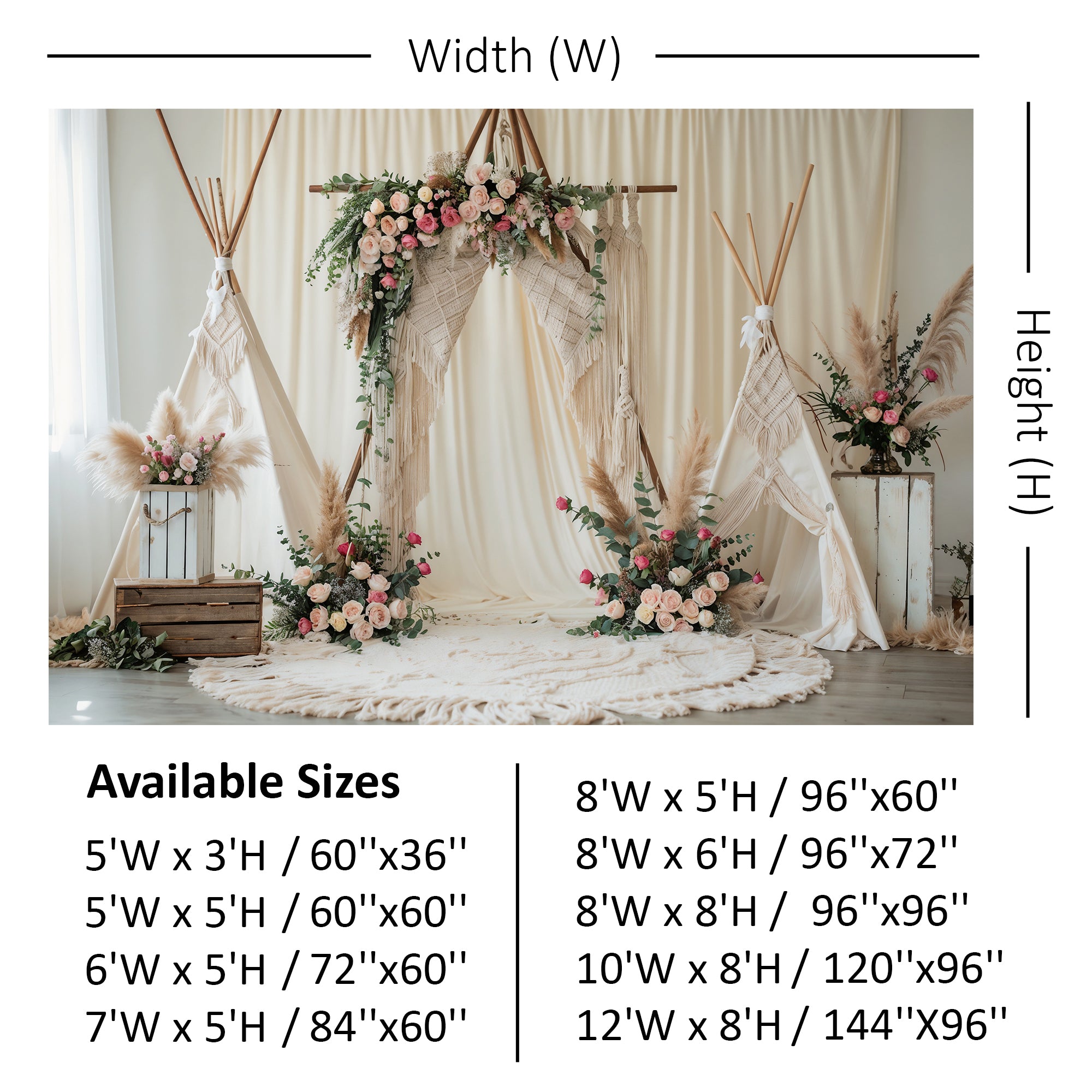 Boho Teepee Wedding Arch Backdrop