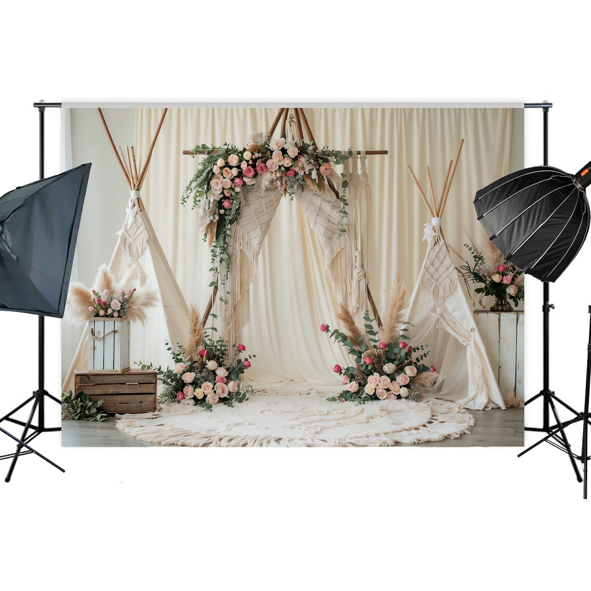 Boho Teepee Wedding Arch Backdrop