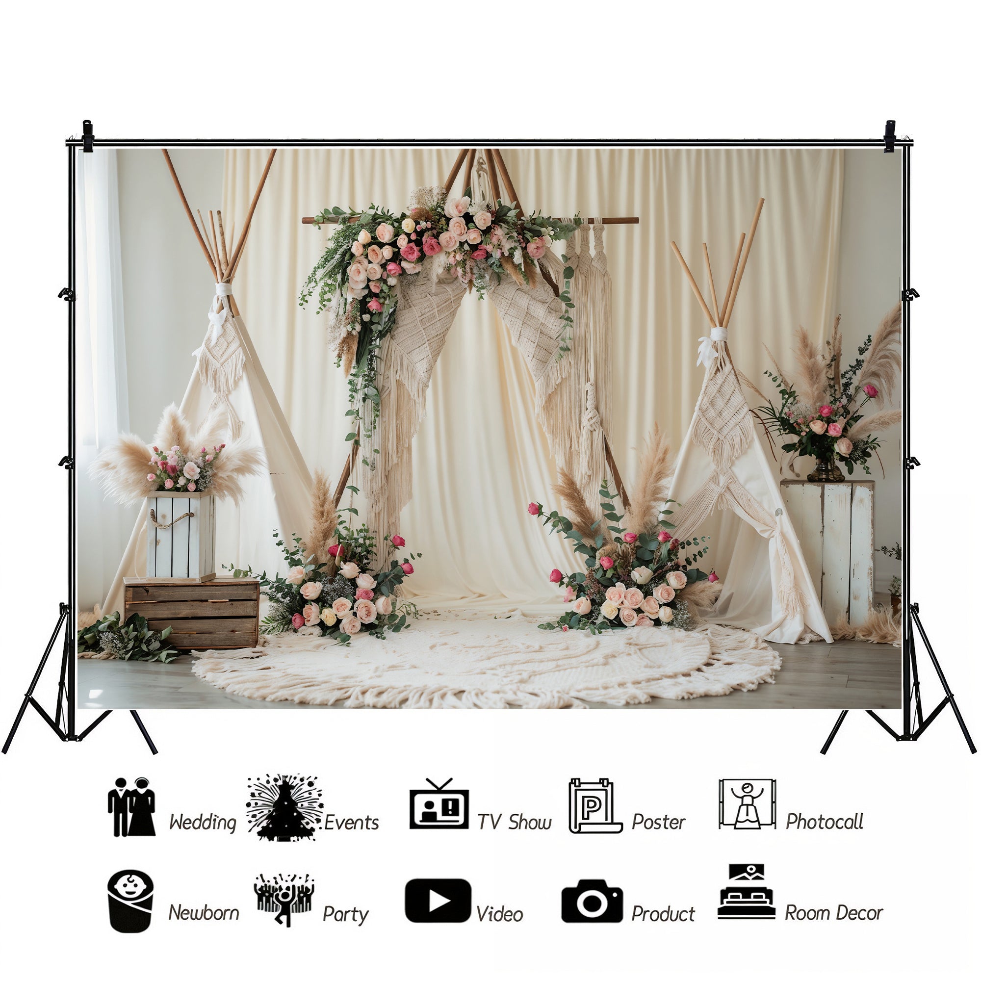 Boho Teepee Wedding Arch Backdrop