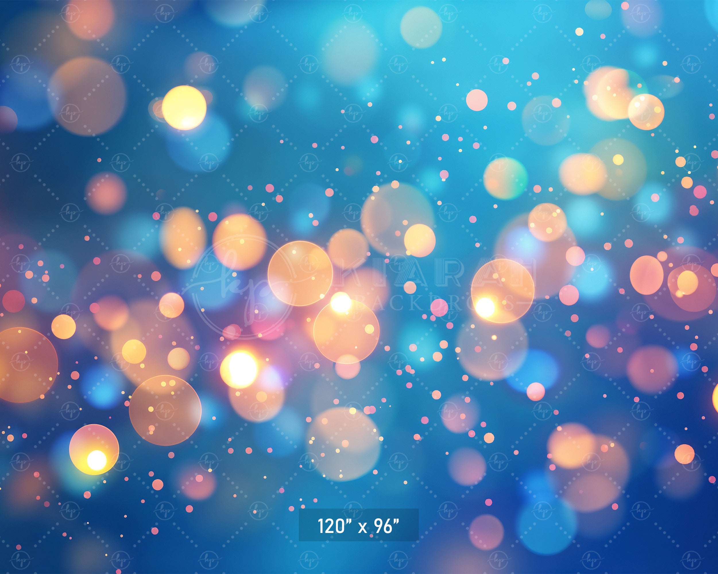 Blue & Gold Bokeh Sparkle Backdrop