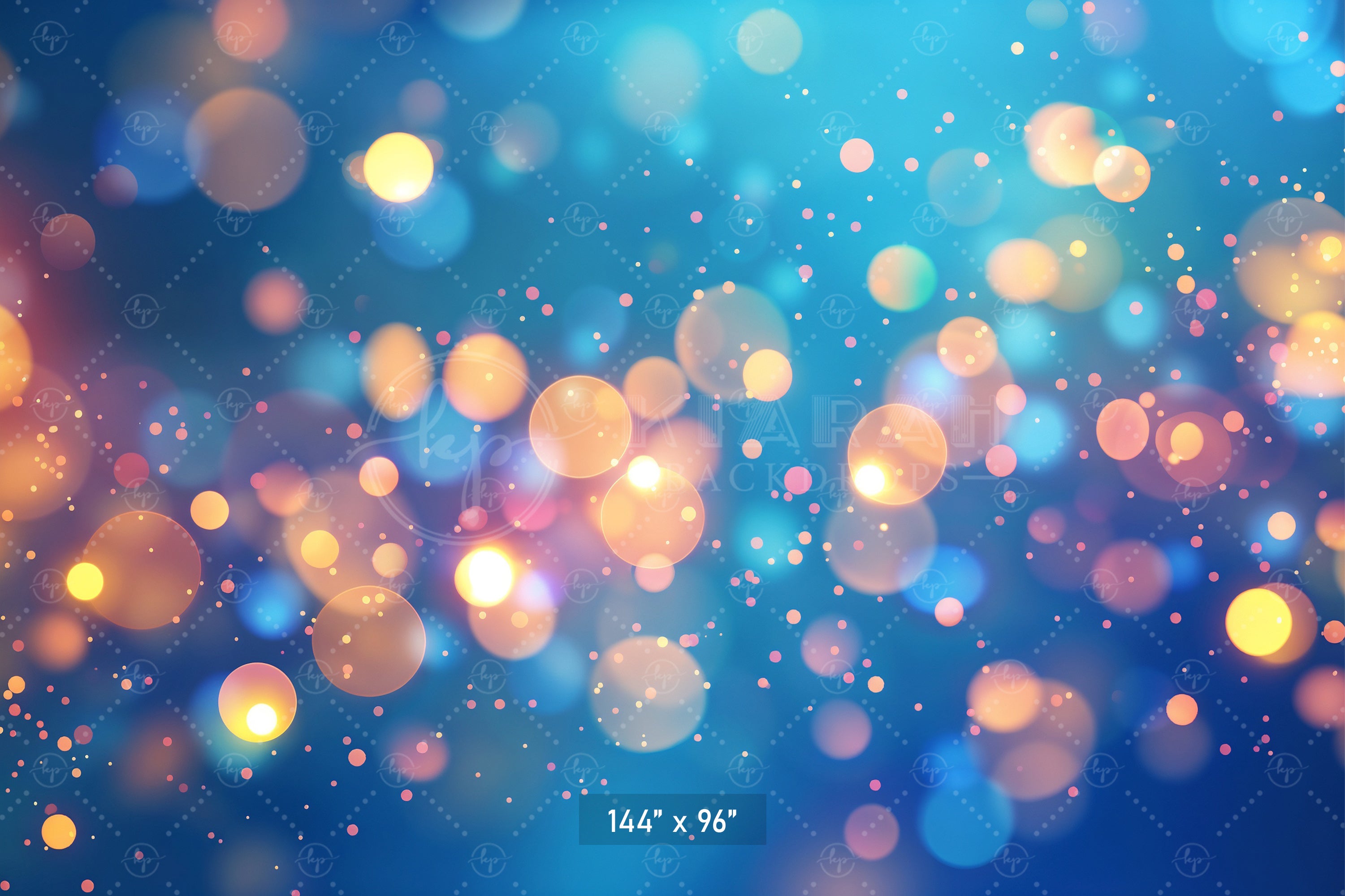 Blue & Gold Bokeh Sparkle Backdrop