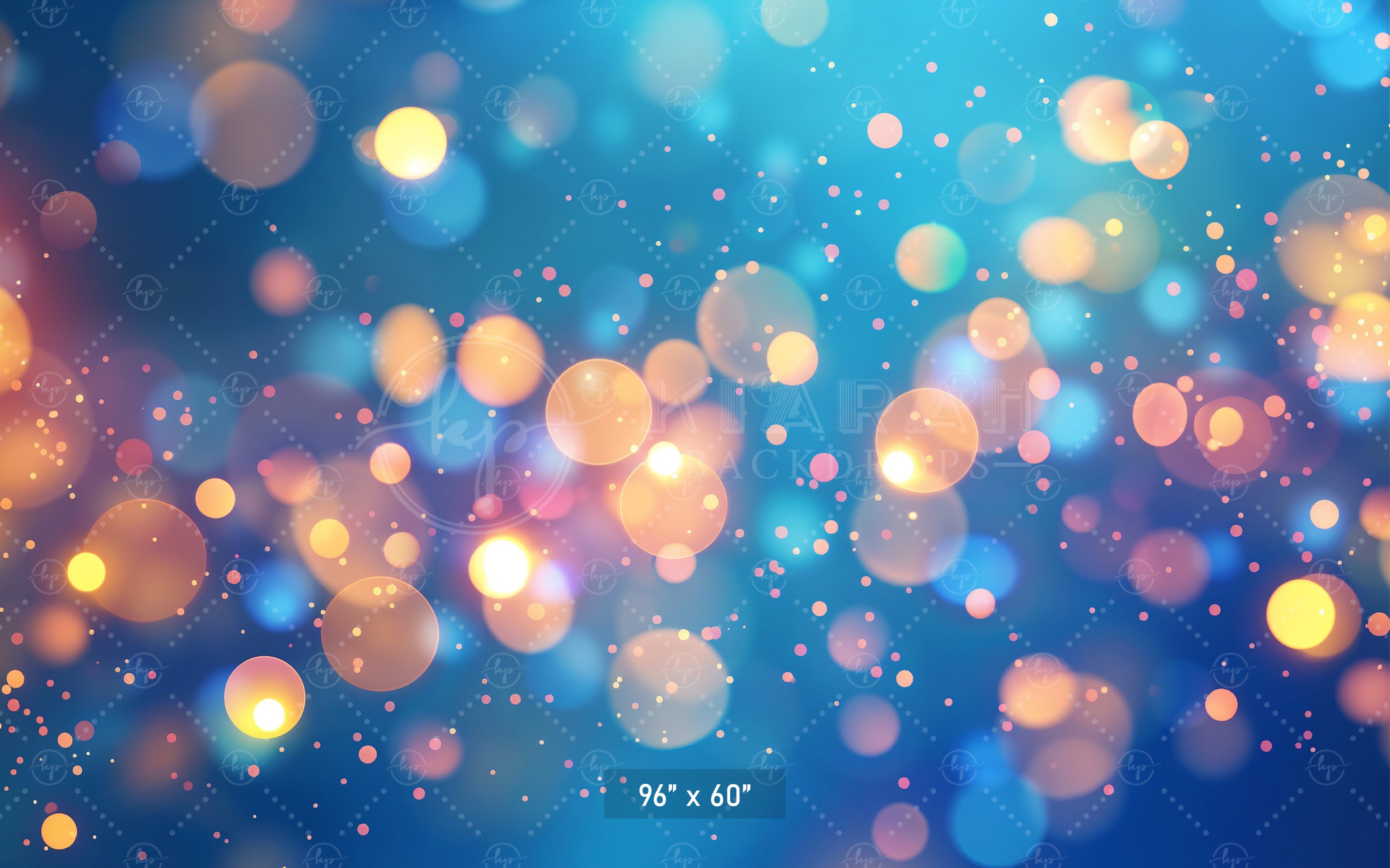 Blue & Gold Bokeh Sparkle Backdrop