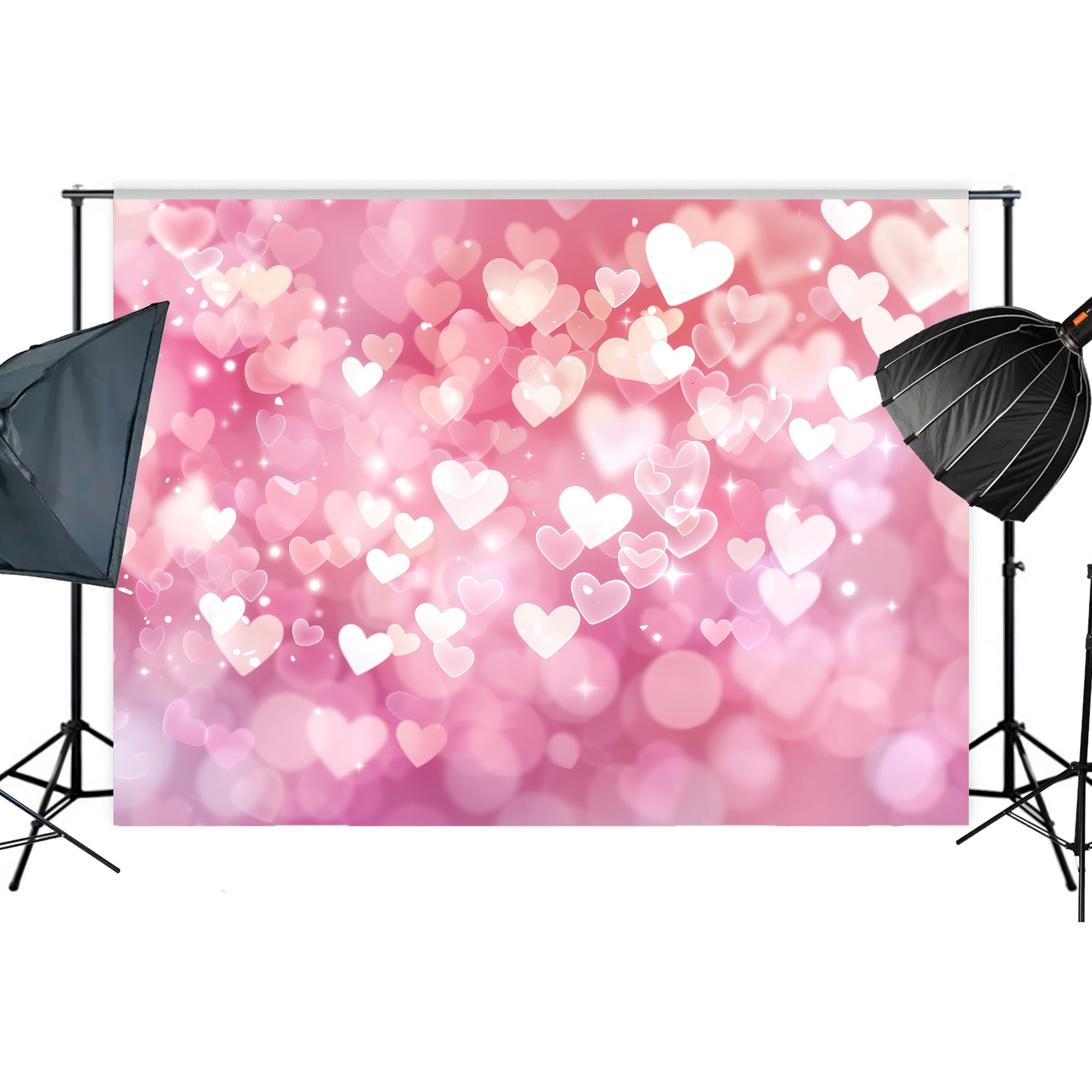 Sparkling Hearts Bokeh Backdrop