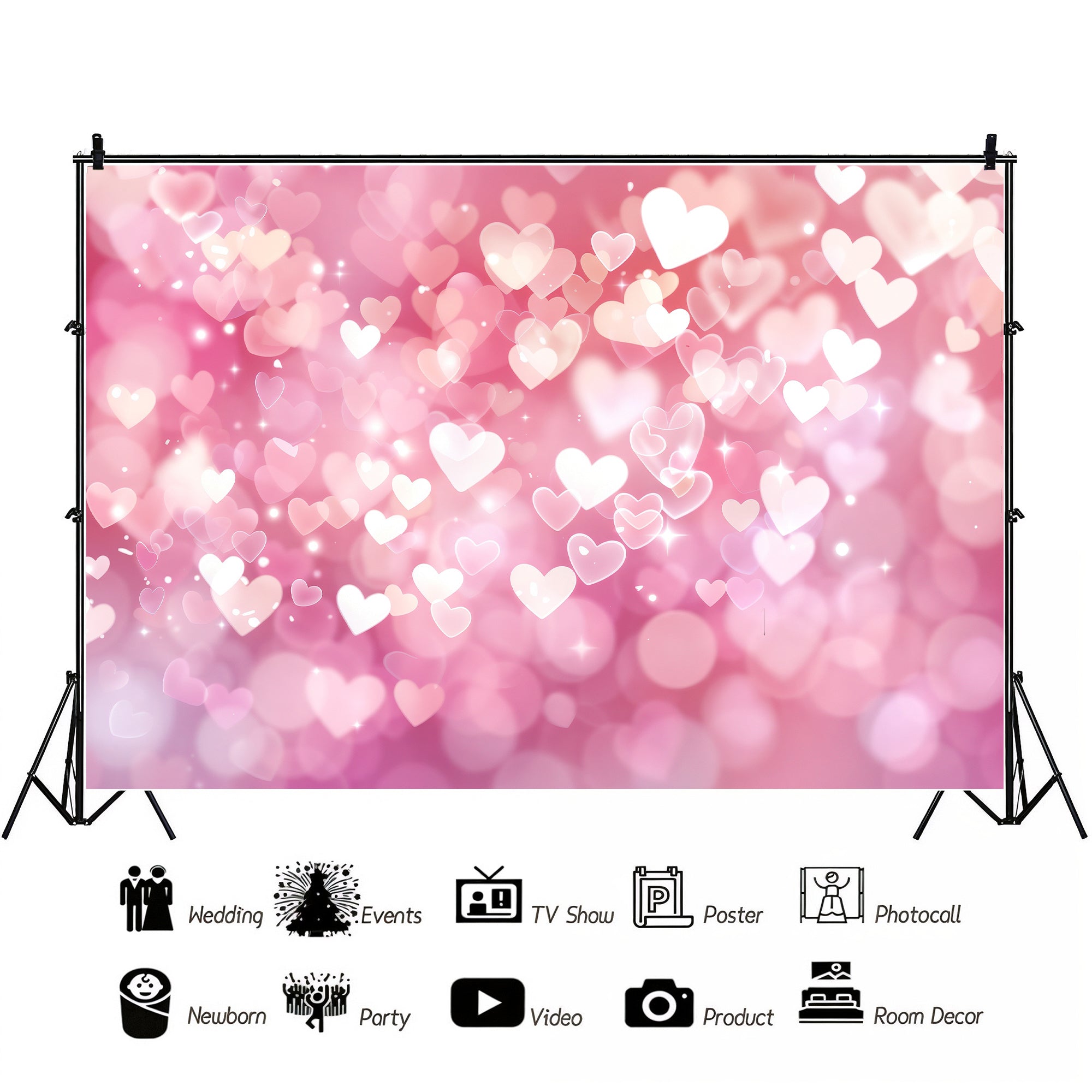 Sparkling Hearts Bokeh Backdrop