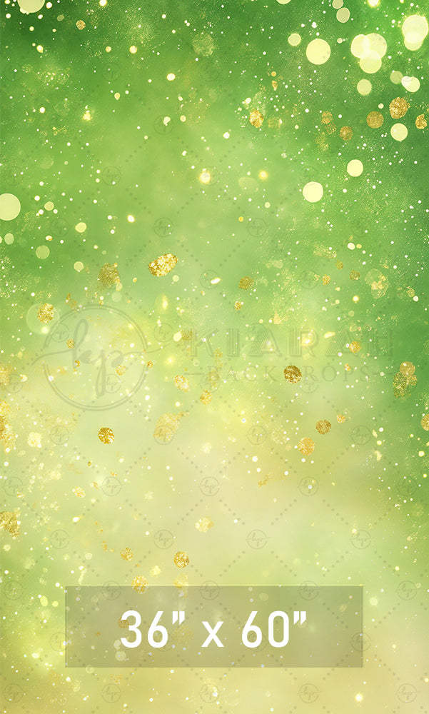 Green & Gold Glitter Bokeh Backdrop