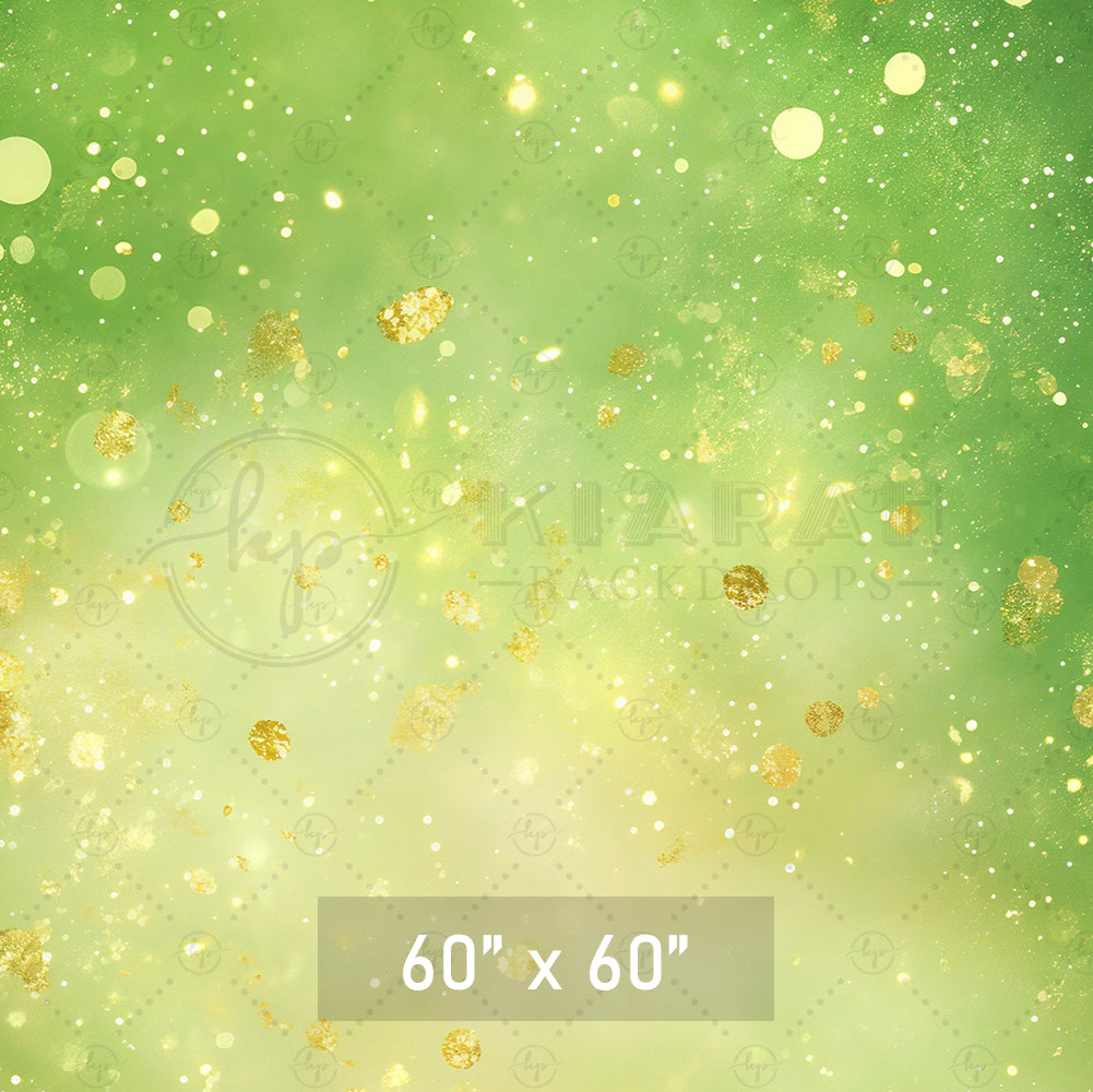 Green & Gold Glitter Bokeh Backdrop
