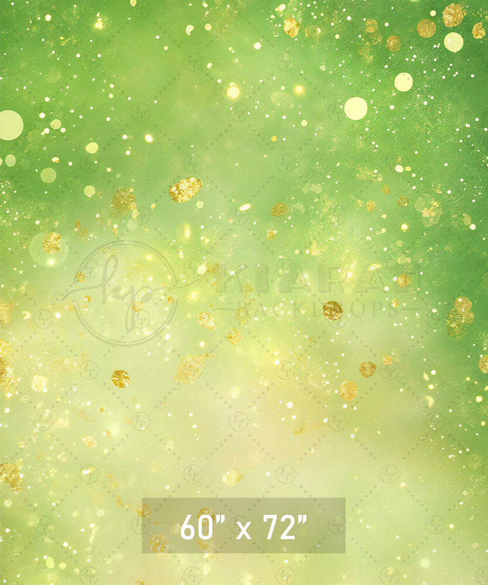 Green & Gold Glitter Bokeh Backdrop