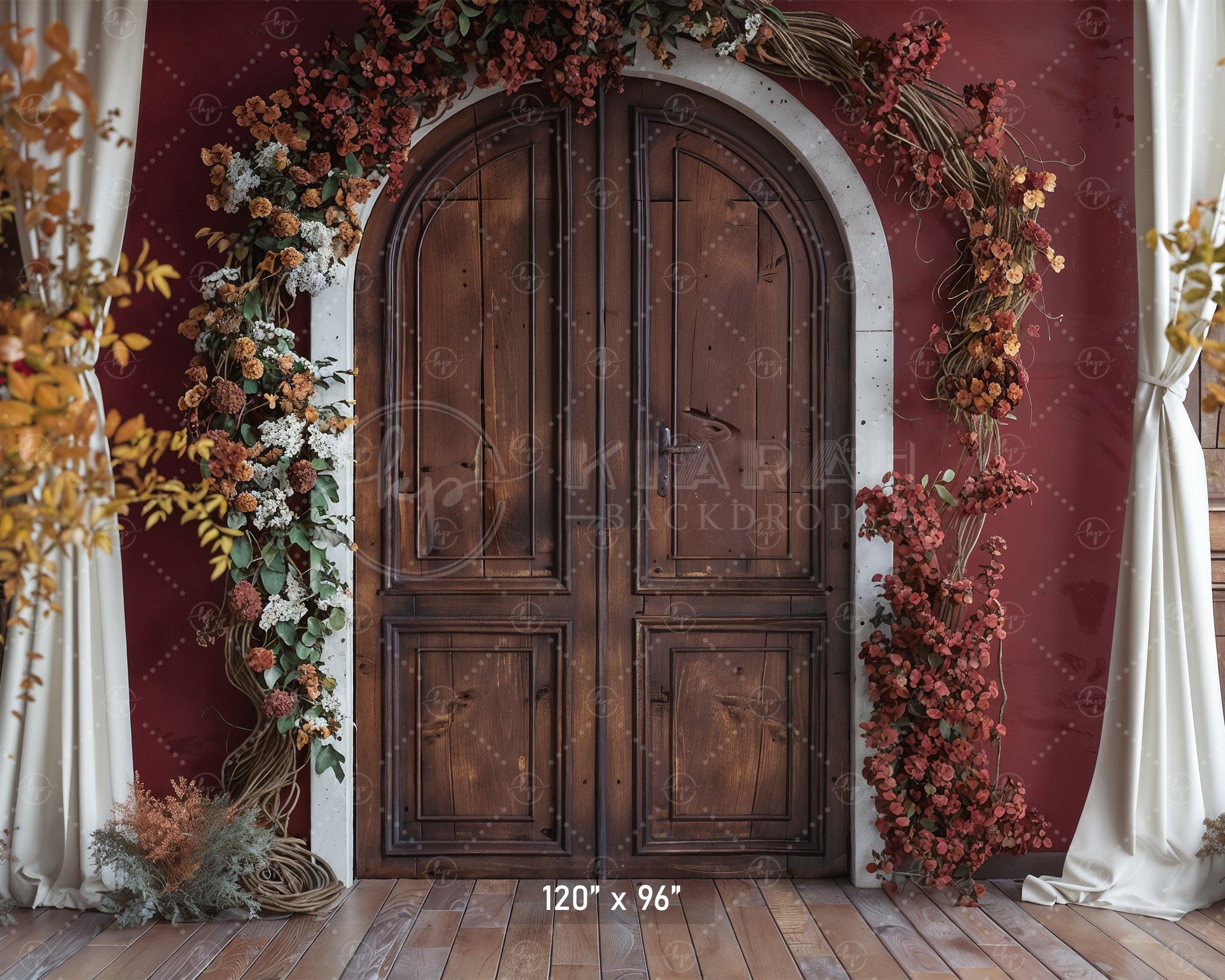 Autumn Floral Arch Doorway Backdrop