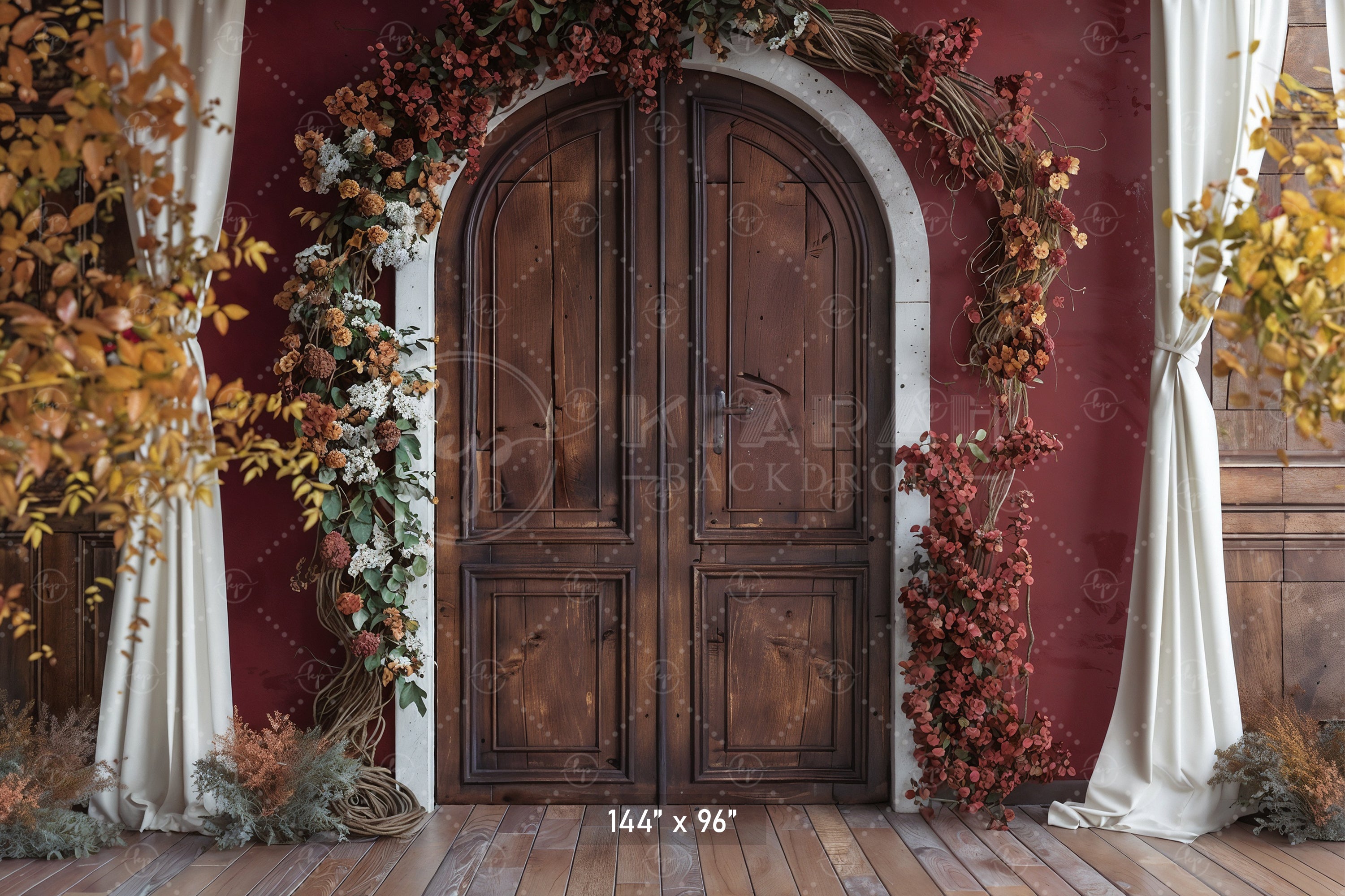 Autumn Floral Arch Doorway Backdrop