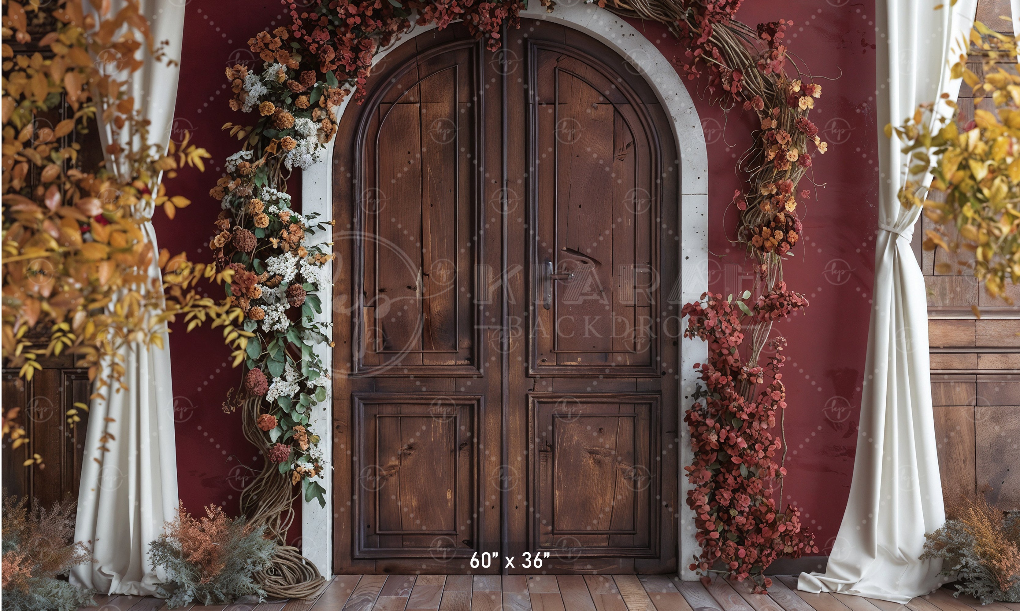 Autumn Floral Arch Doorway Backdrop