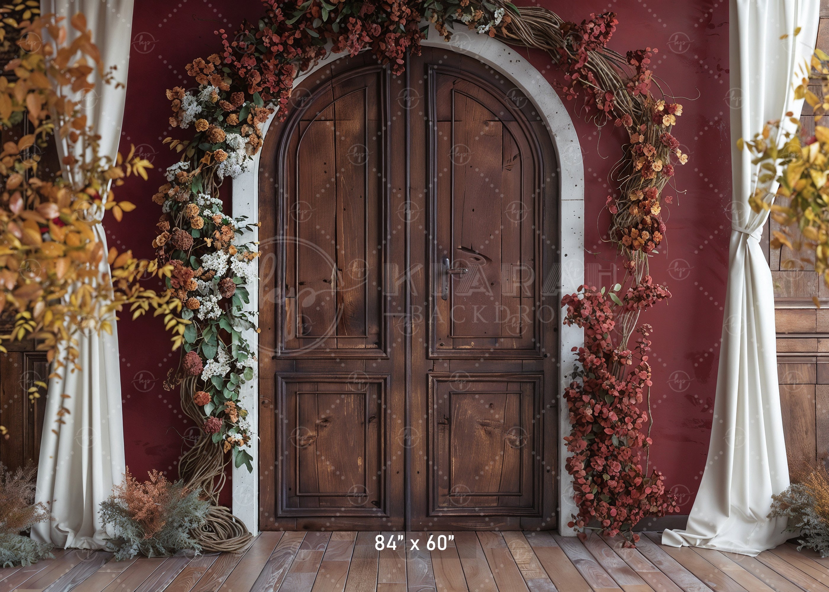 Autumn Floral Arch Doorway Backdrop