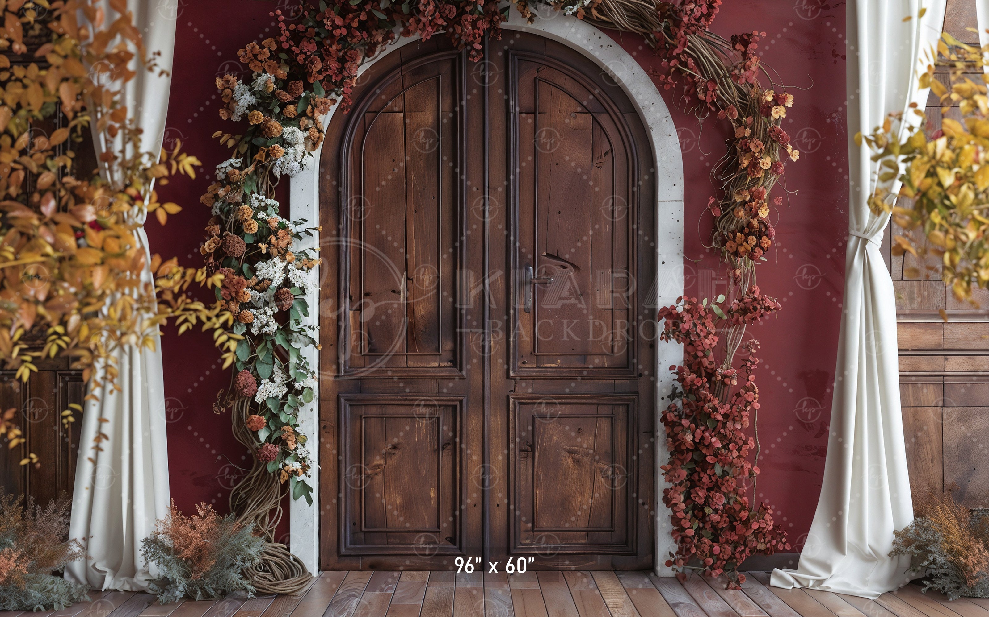 Autumn Floral Arch Doorway Backdrop