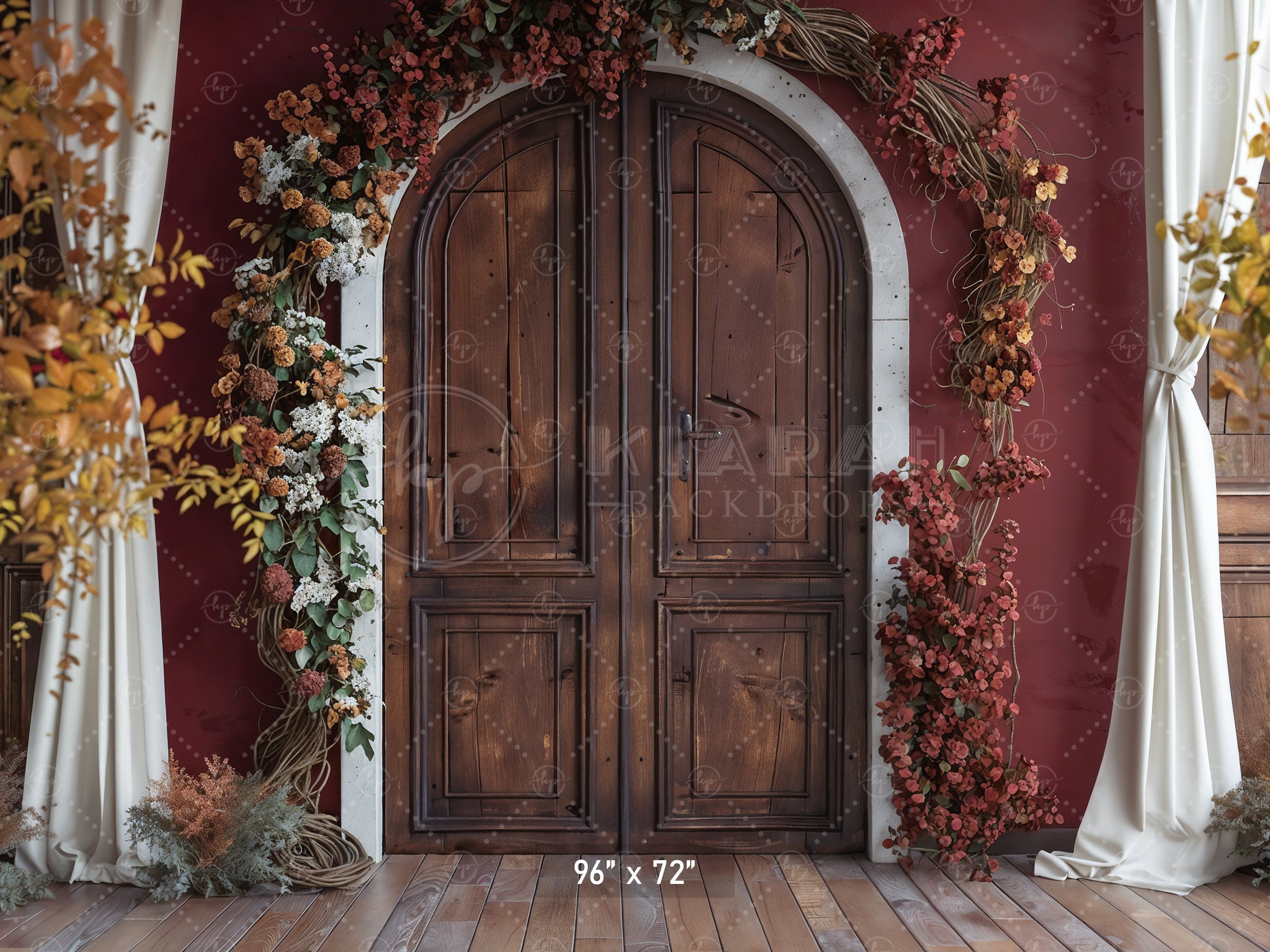 Autumn Floral Arch Doorway Backdrop