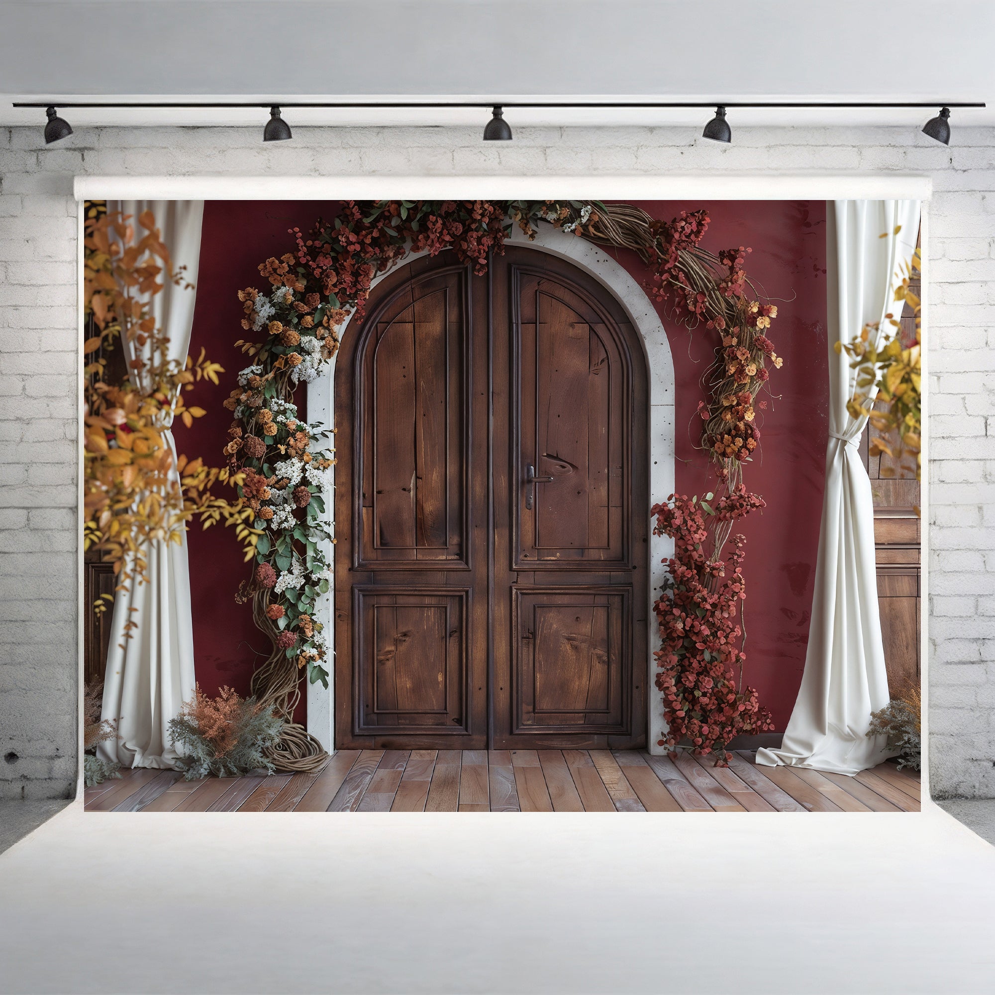 Autumn Floral Arch Doorway Backdrop