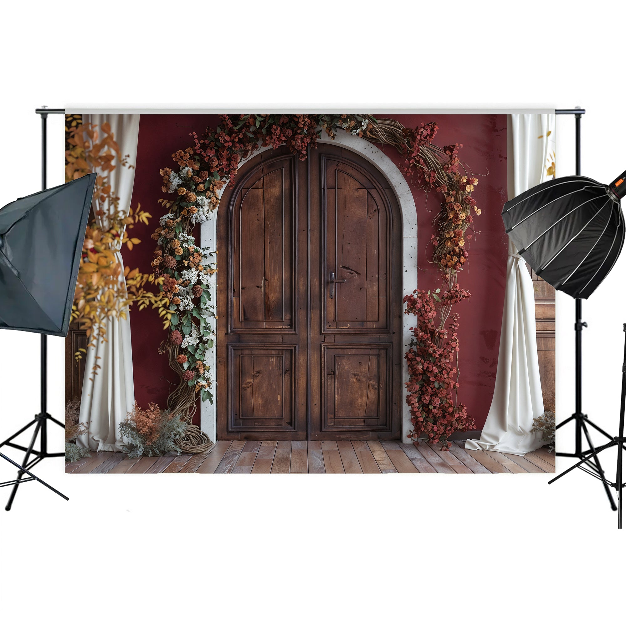 Autumn Floral Arch Doorway Backdrop