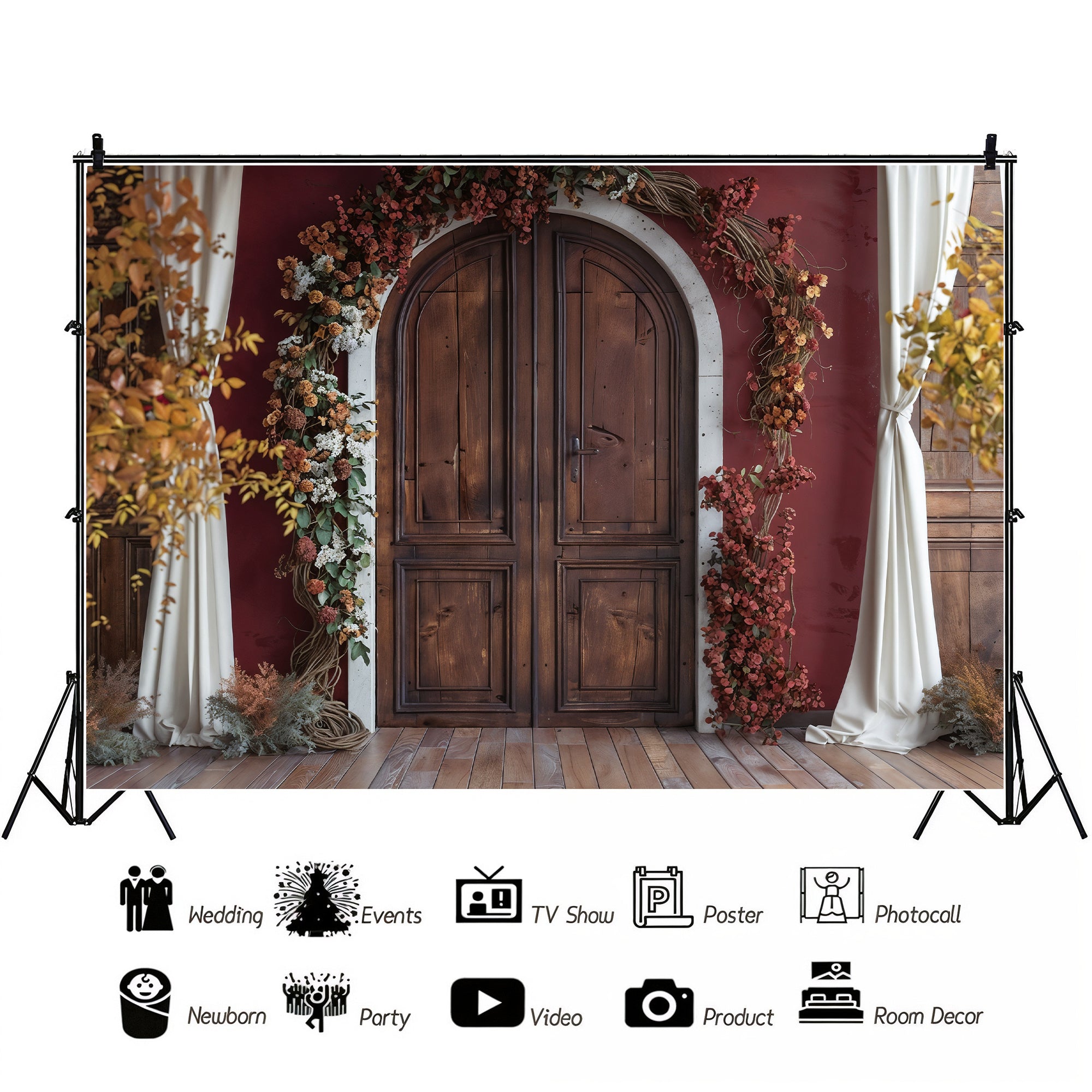 Autumn Floral Arch Doorway Backdrop